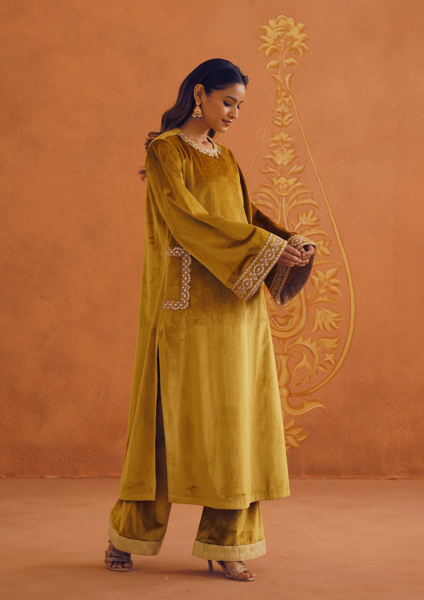 Zeba Mustard Straight Suit Set with Dupatta