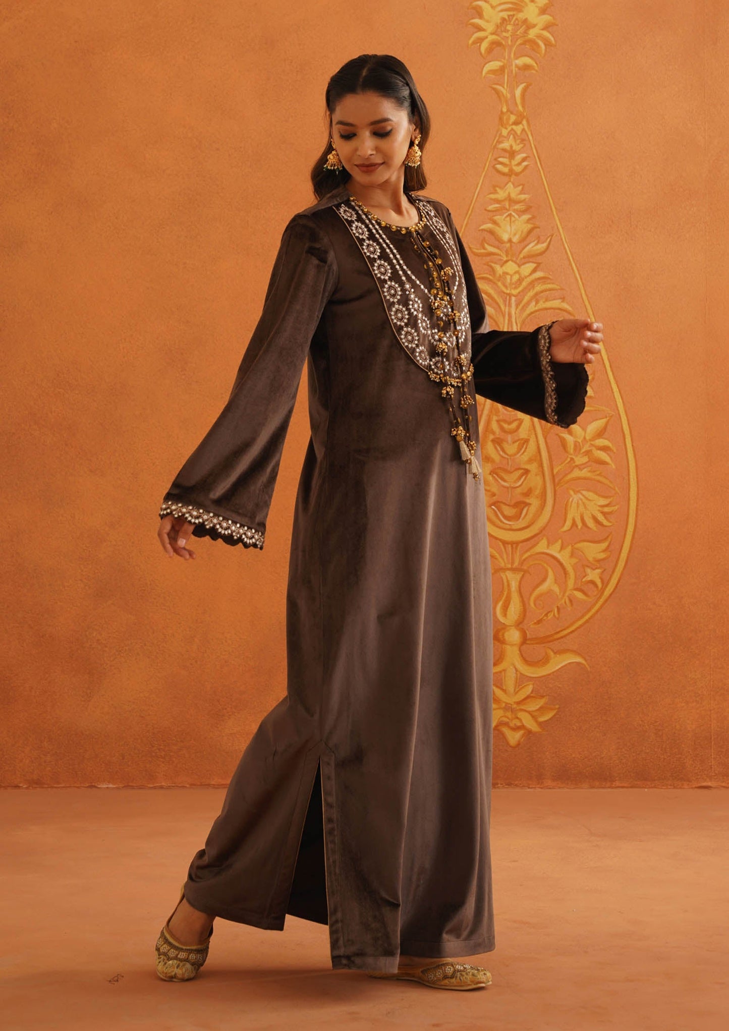 Zeba Brown Long Dress