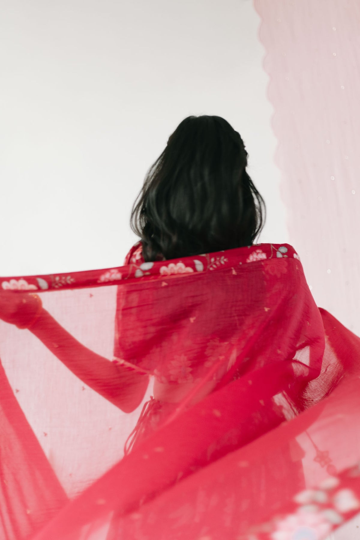 Red Floral print Lehenga with Floral print Blouse and Dupatta - set of 3