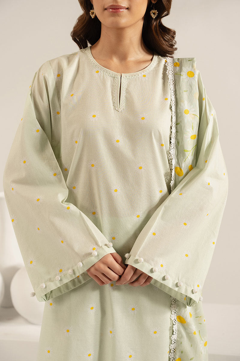 PASTEL FLORET-3PC (SHIRT, TROUSER & DUPATTA)