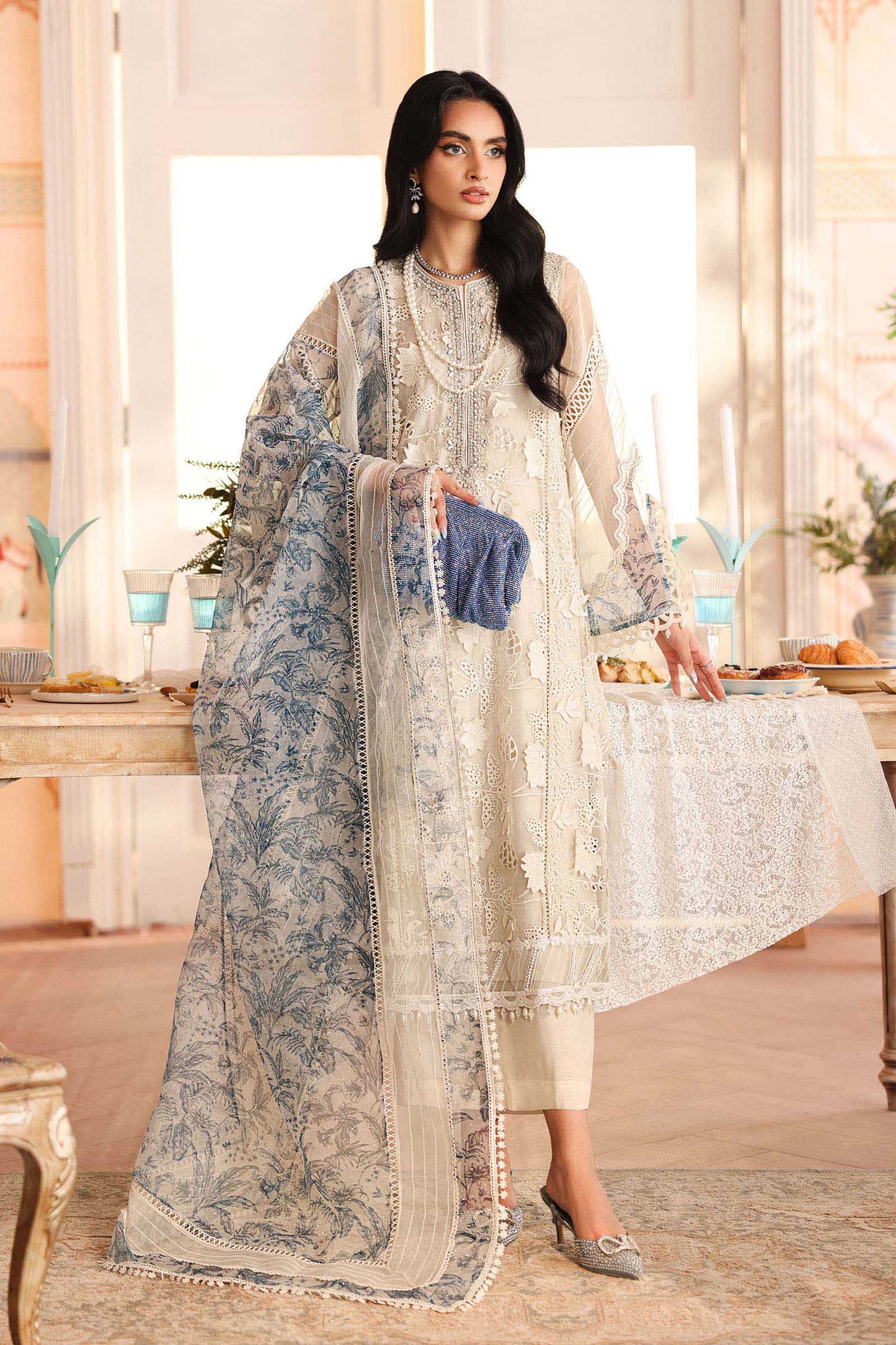3 Piece Embroidered Organza Suit