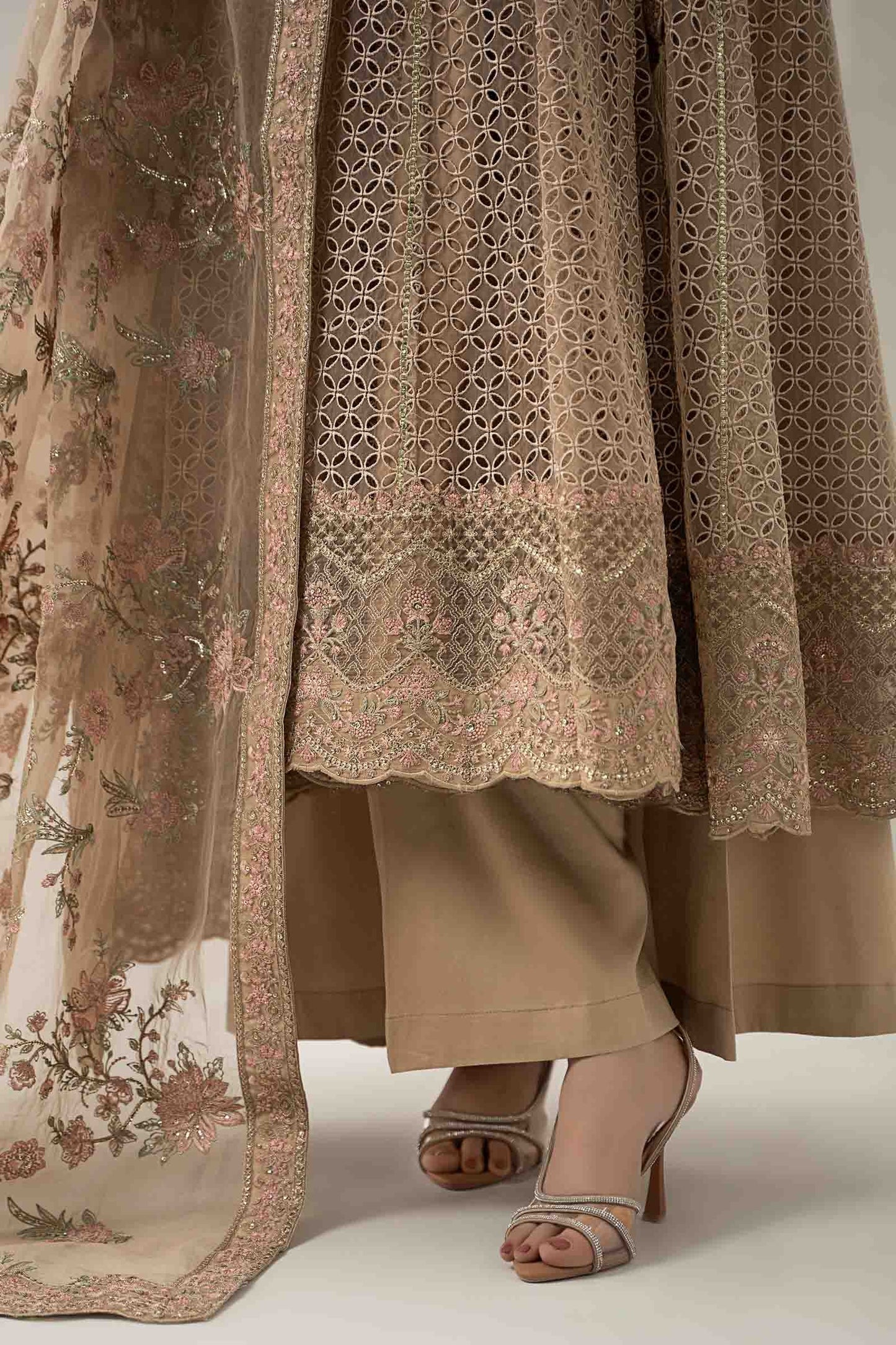 3 Piece Embroidered Organza Suit
