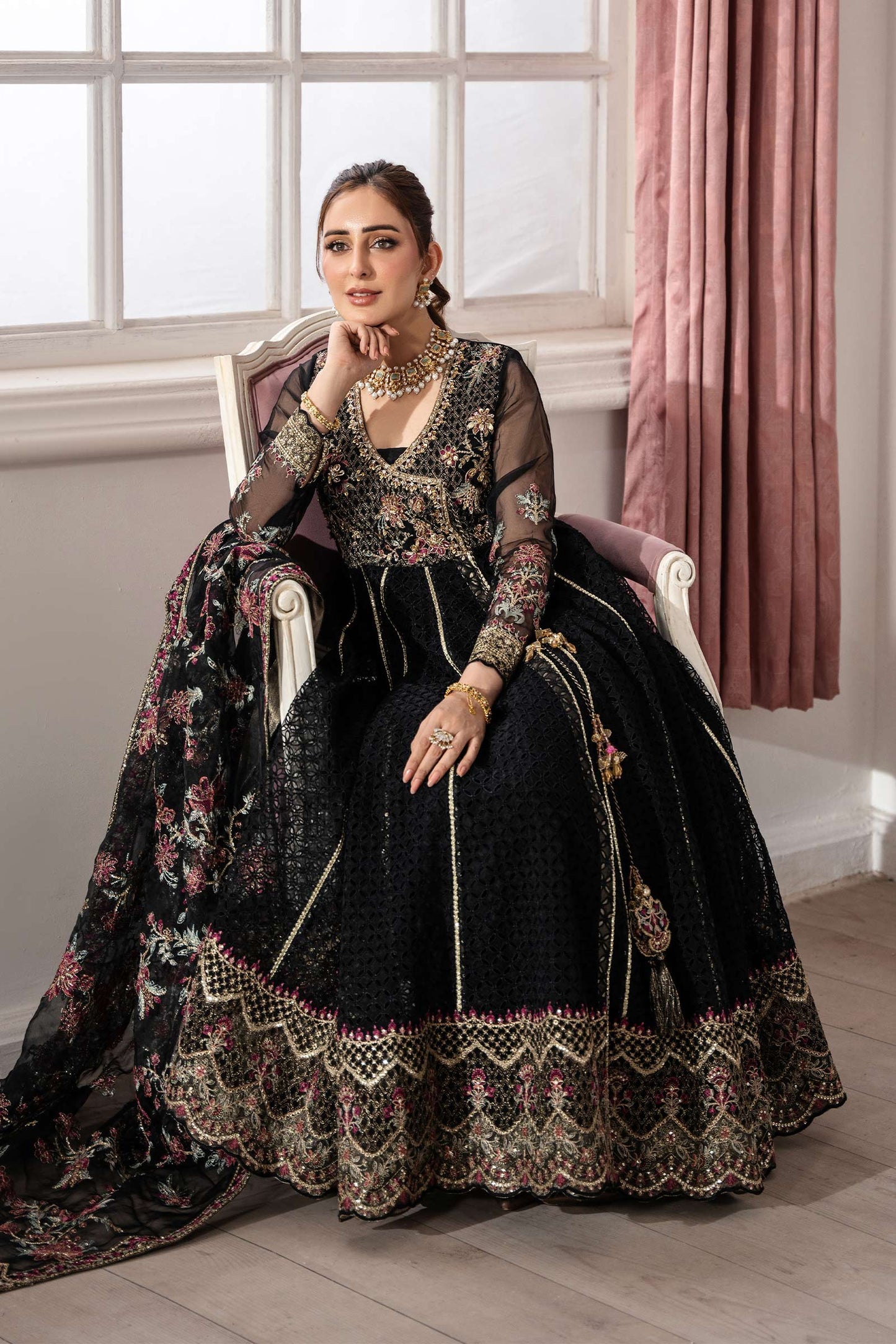 3 Piece Embroidered Organza Suit