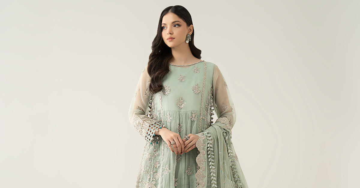 3 Piece Embroidered Organza Suit