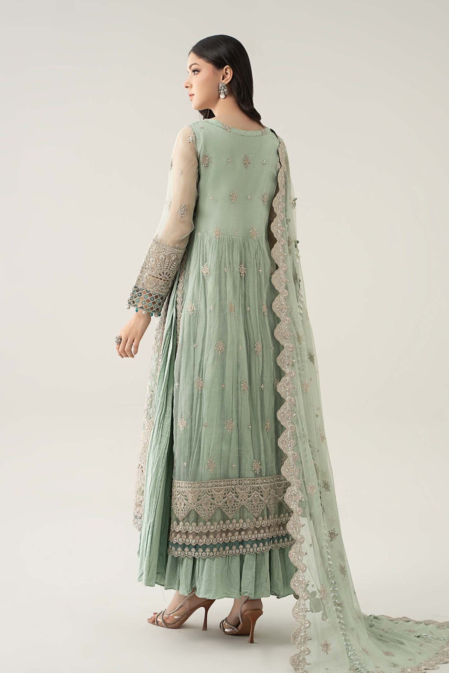 3 Piece Embroidered Organza Suit