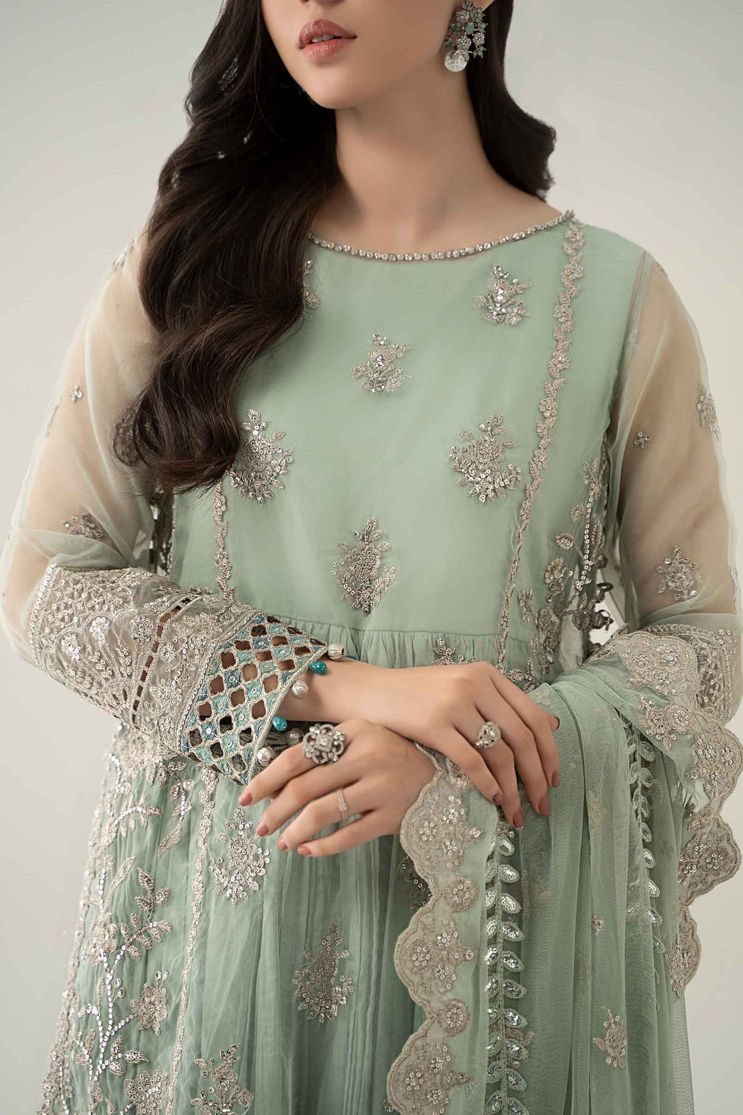 3 Piece Embroidered Organza Suit