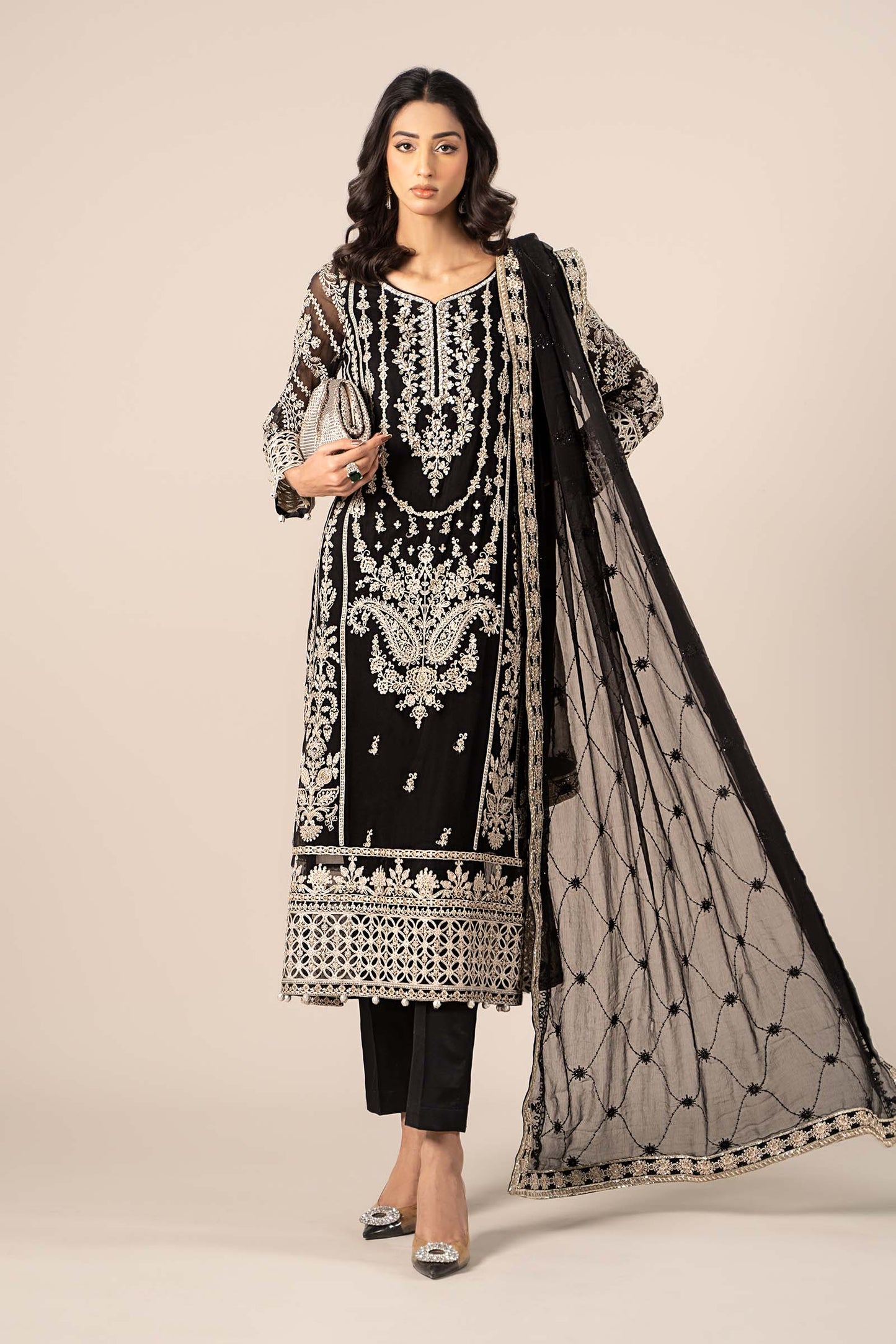 3 Piece Embroidered Chiffon Suit