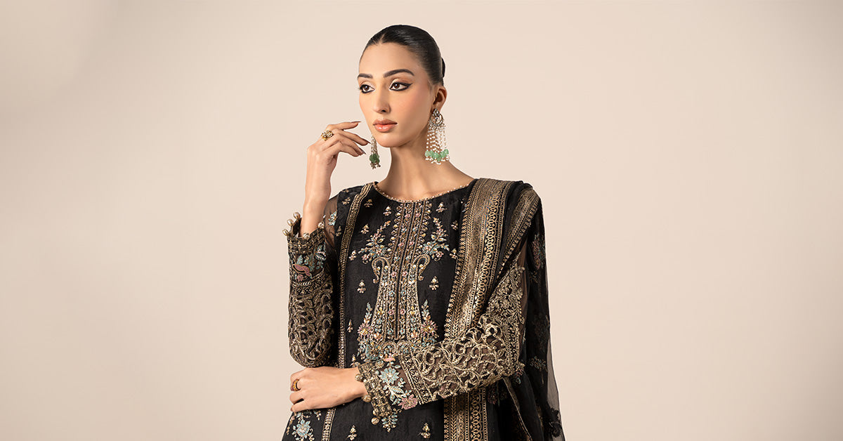 3 Piece Embroidered Organza Suit