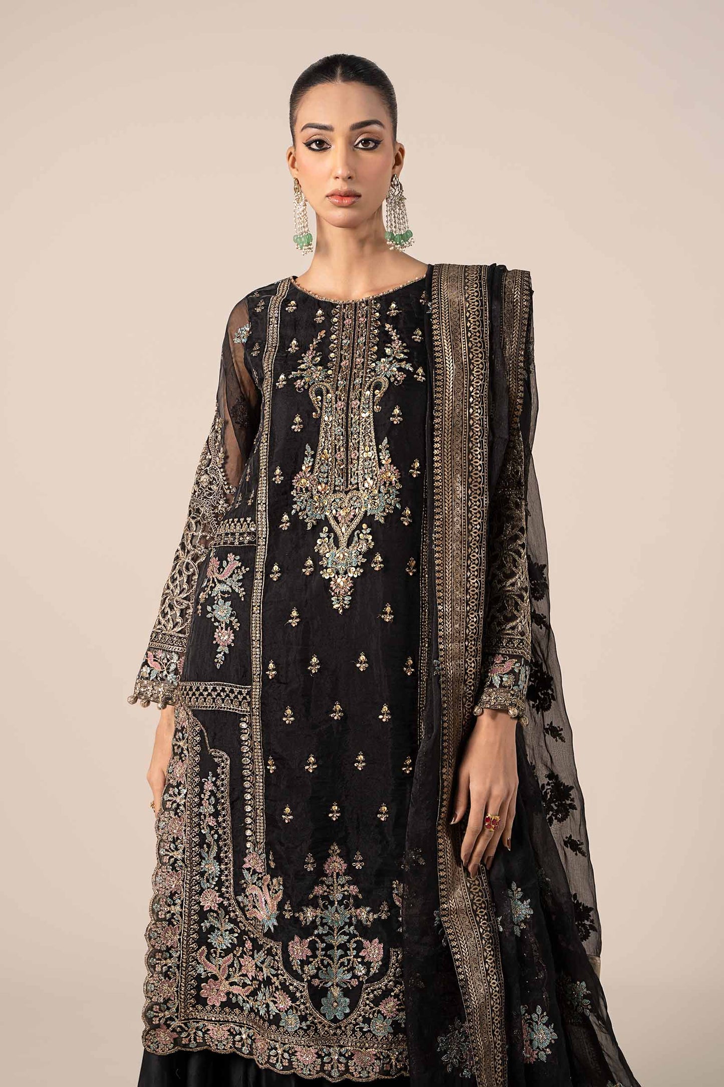 3 Piece Embroidered Organza Suit