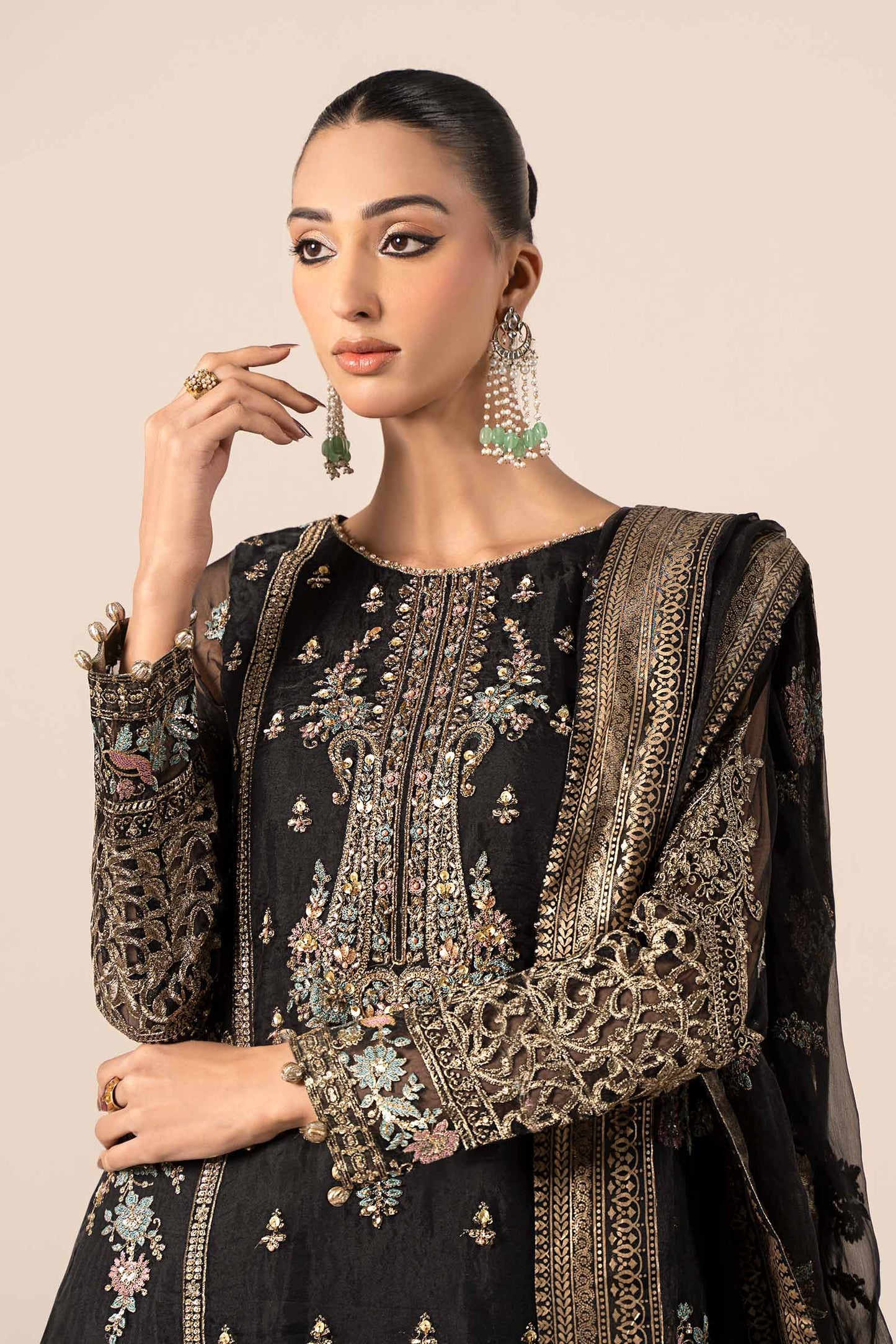 3 Piece Embroidered Organza Suit