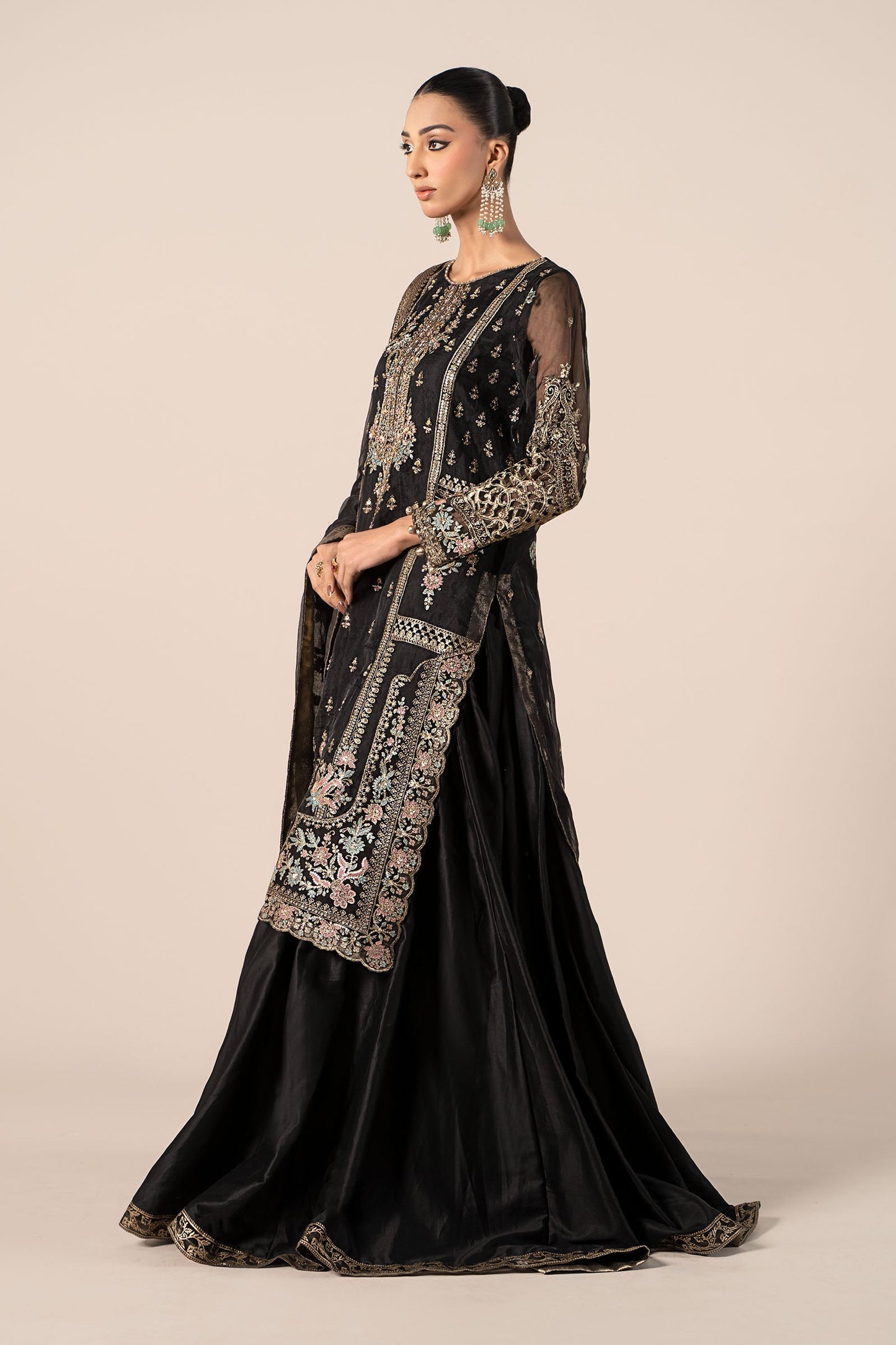 3 Piece Embroidered Organza Suit