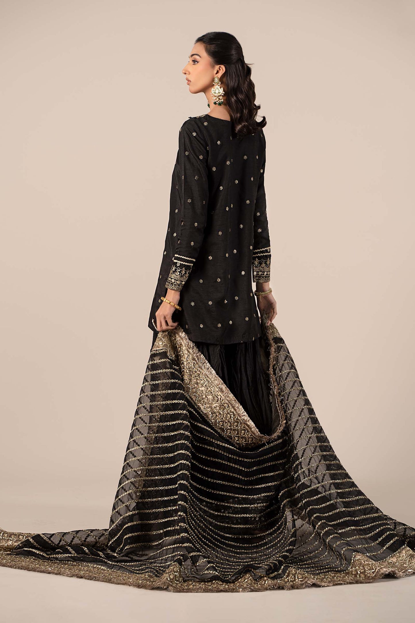 3 Piece Embroidered Raw Silk Suit
