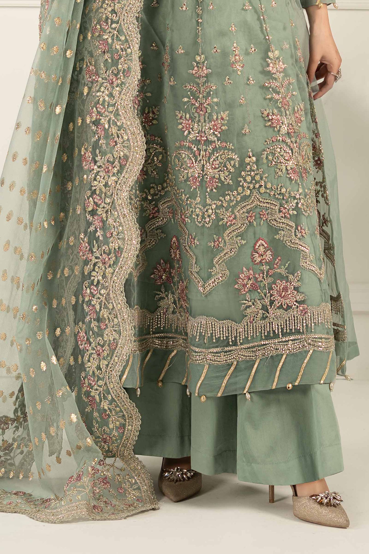 3 Piece Embroidered Organza Suit