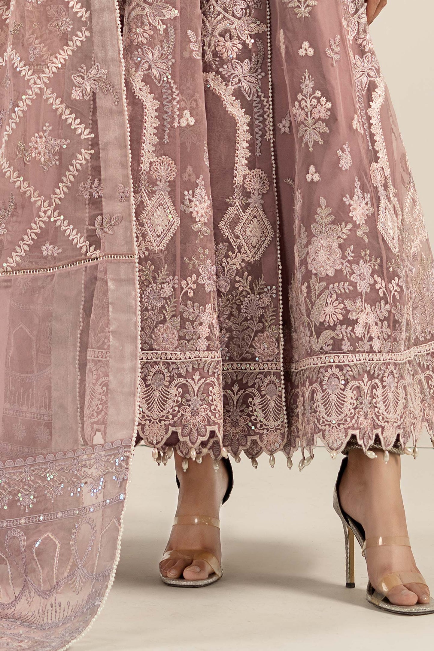 3 Piece Embroidered Organza Suit