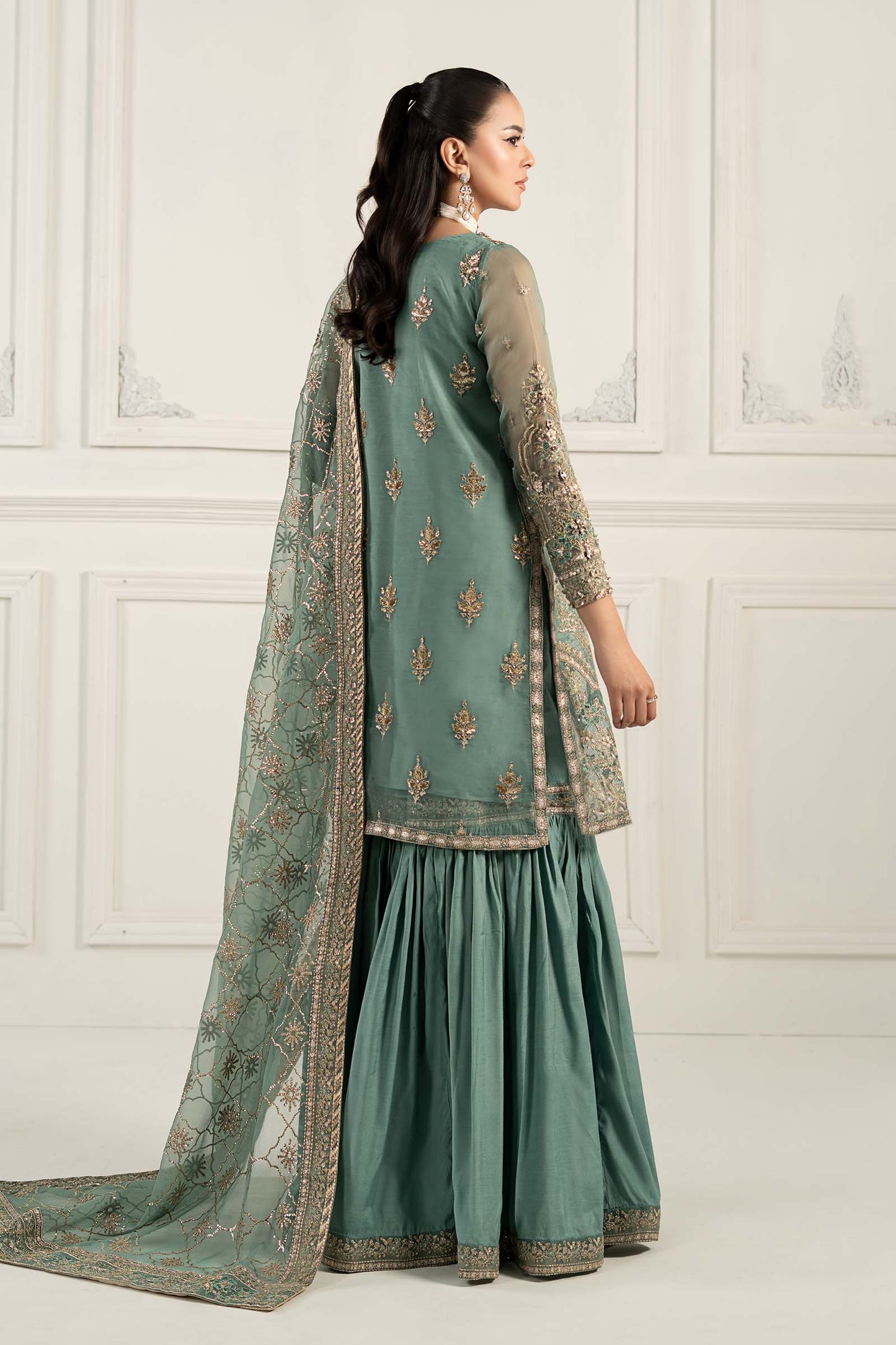 3 Piece Embroidered Organza Suit
