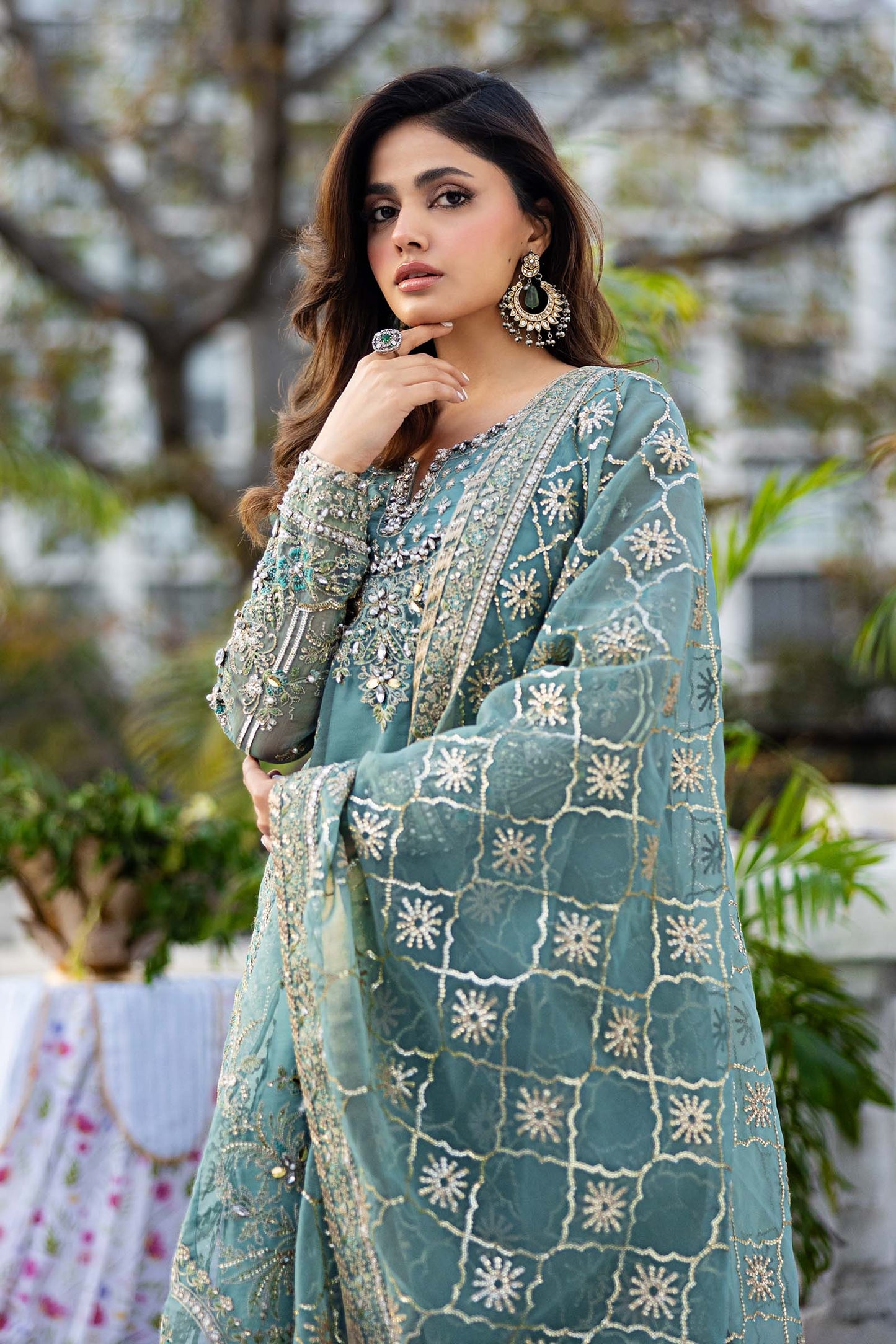 3 Piece Embroidered Organza Suit