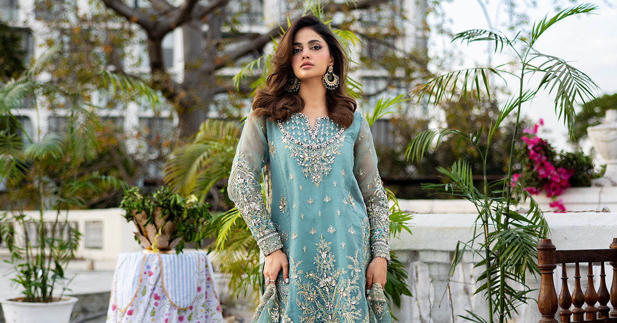 3 Piece Embroidered Organza Suit