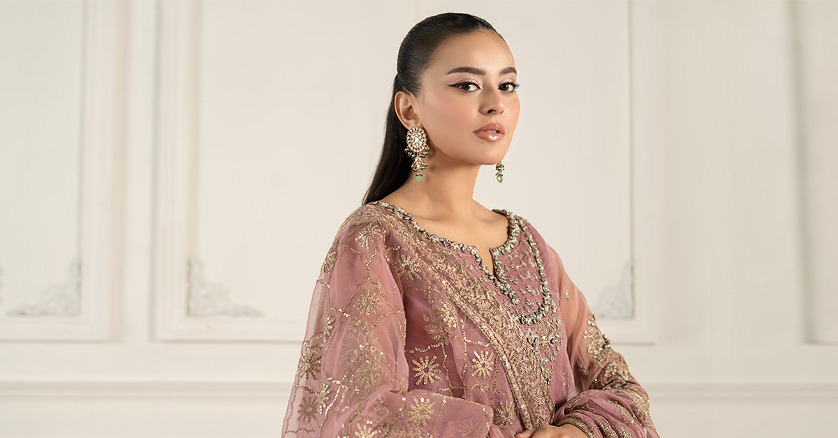 3 Piece Embroidered Organza Suit
