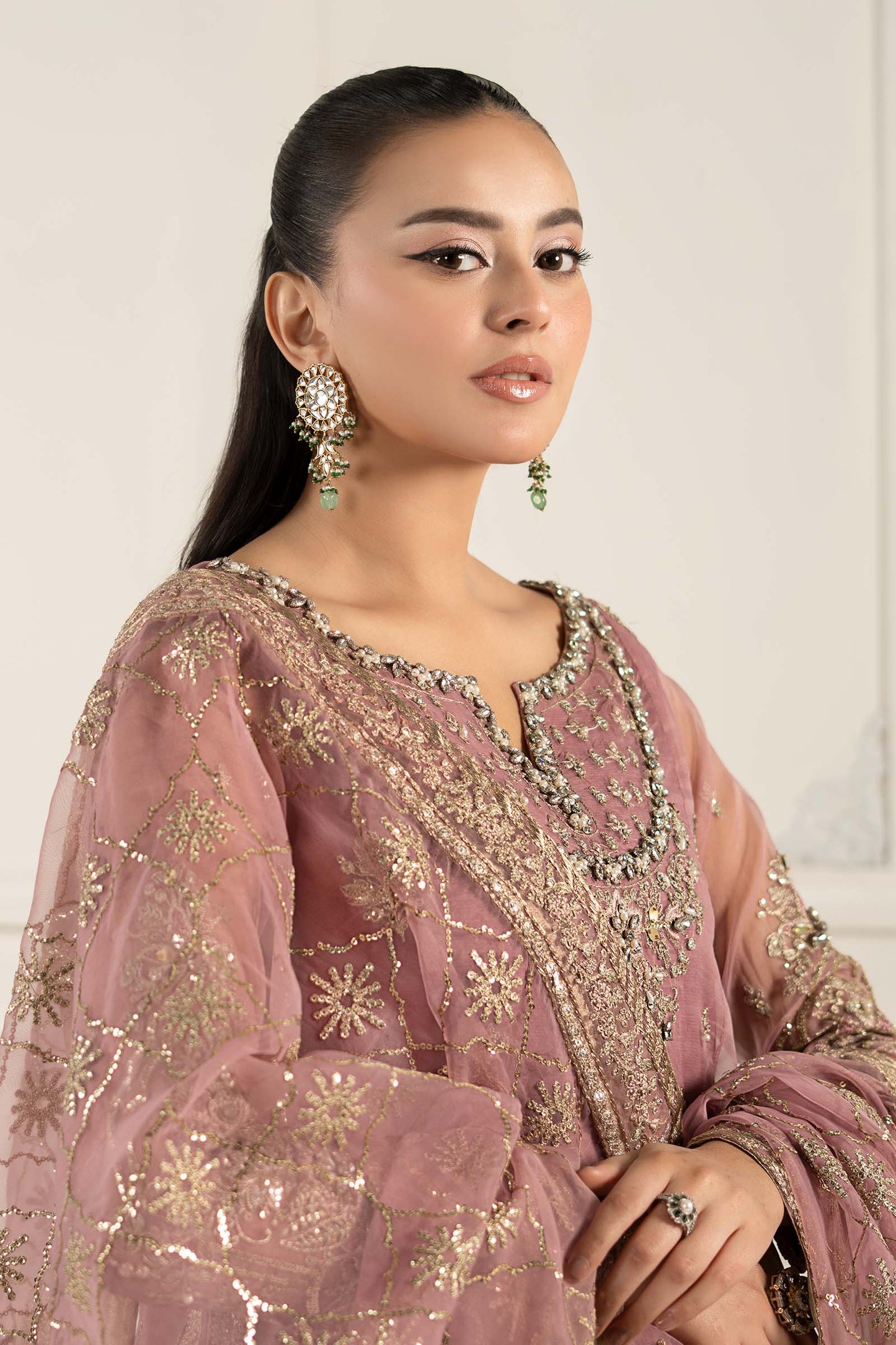 3 Piece Embroidered Organza Suit