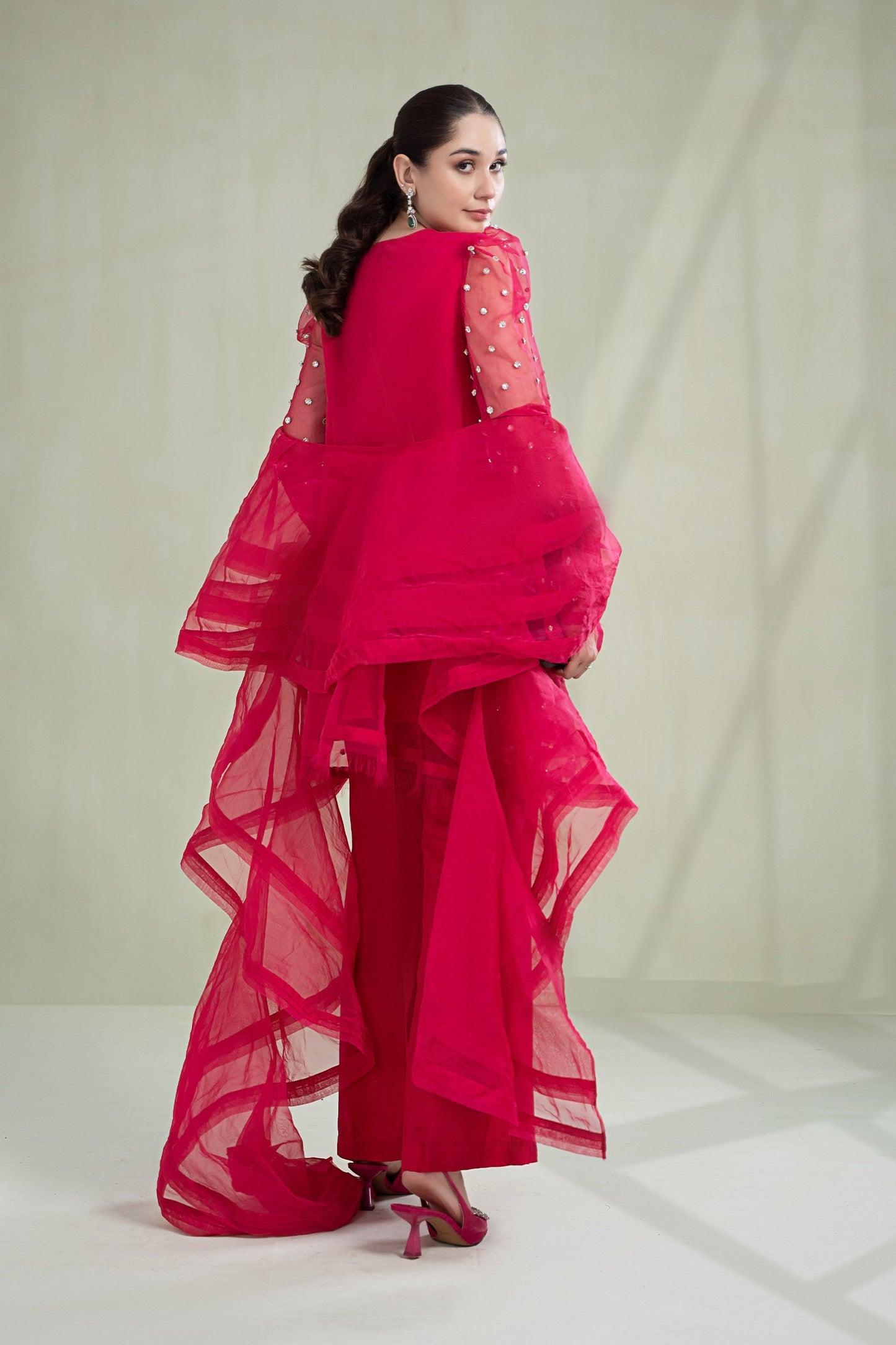 3 Piece Dyed Organza Suit