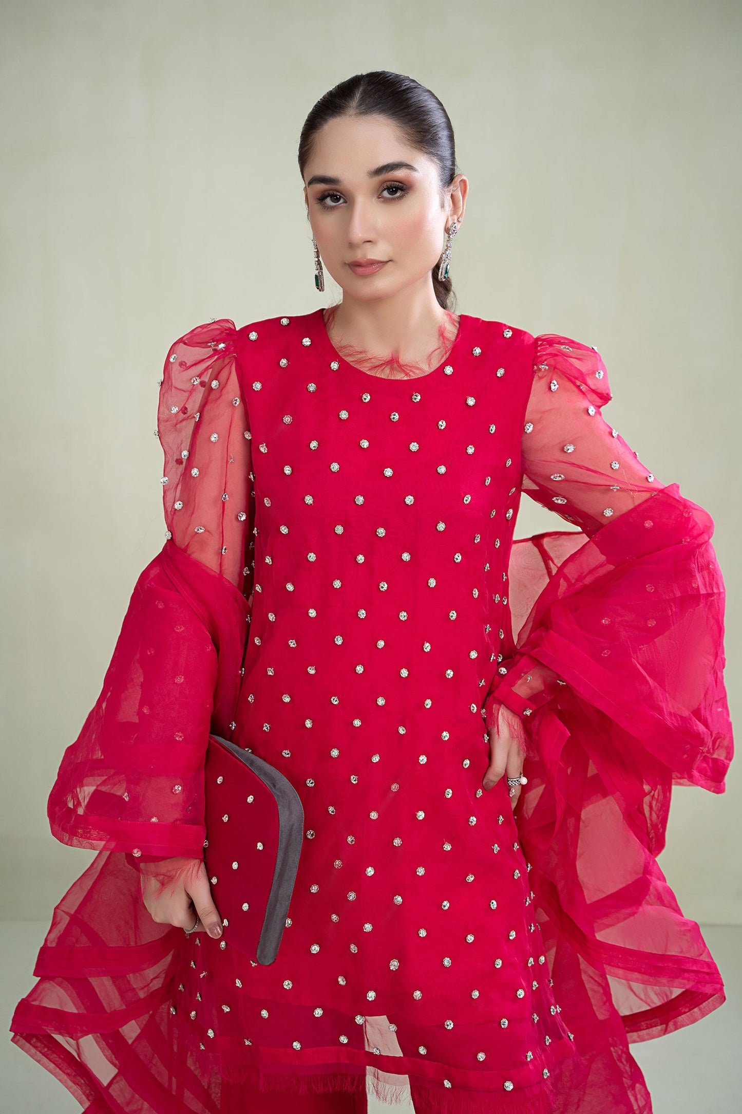 3 Piece Dyed Organza Suit