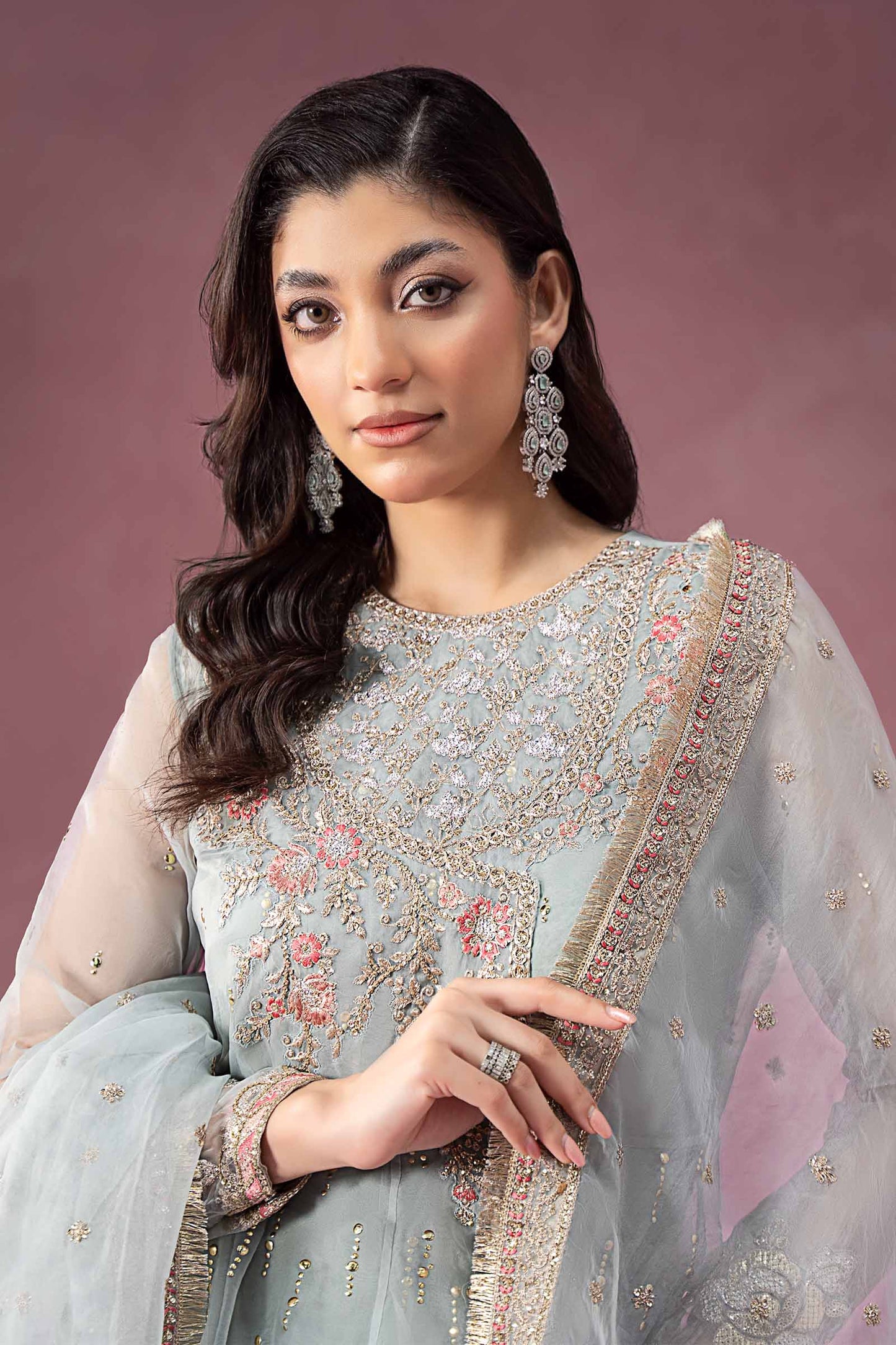 3 Piece Embroidered Organza Suit