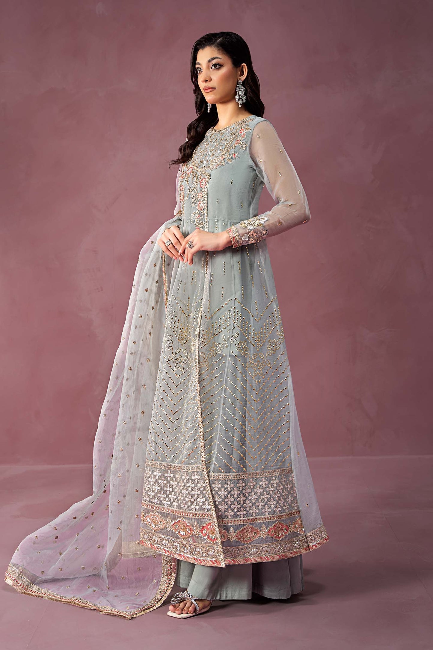 3 Piece Embroidered Organza Suit