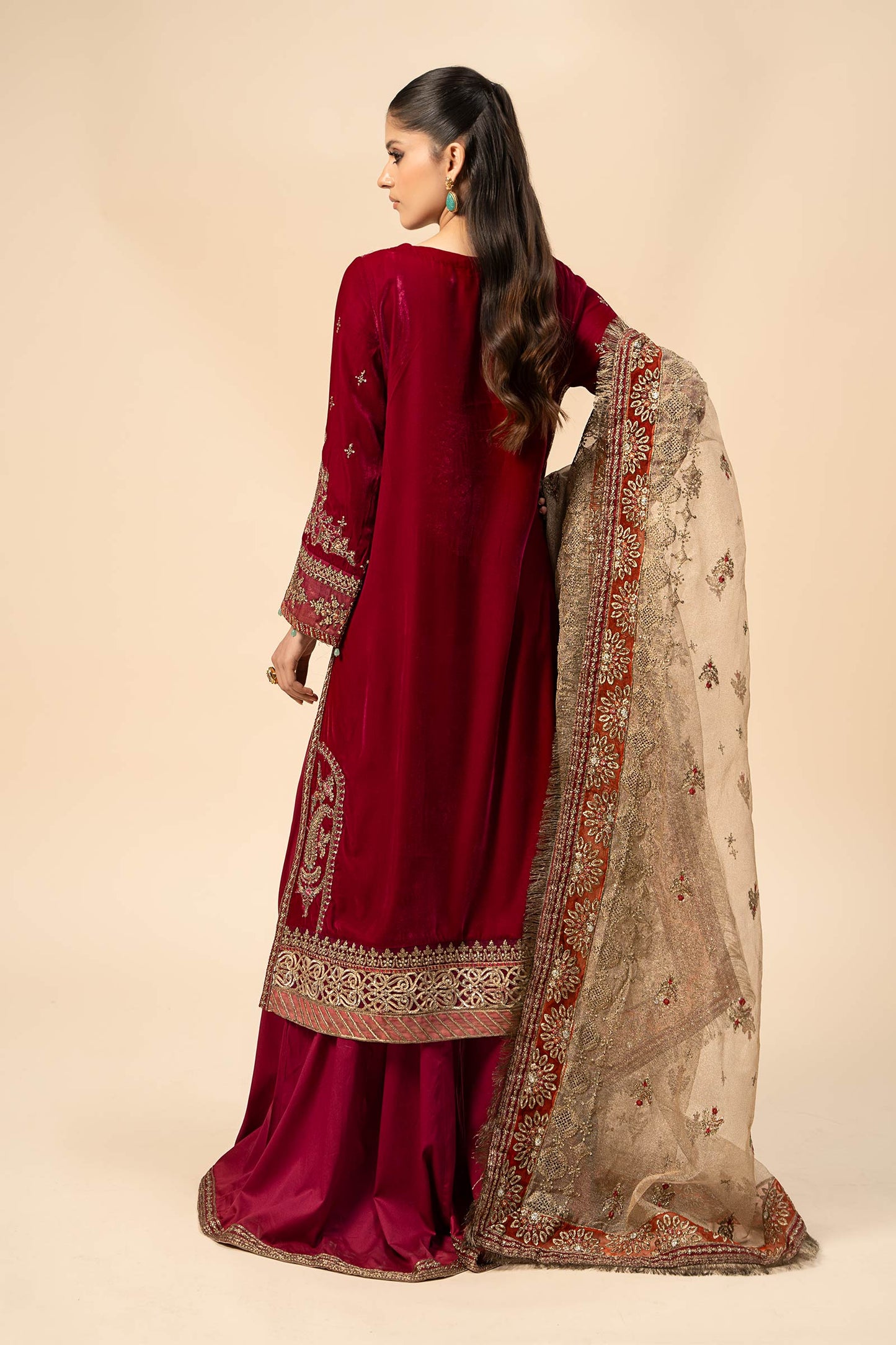 3 Piece Embroidered Velvet Suit