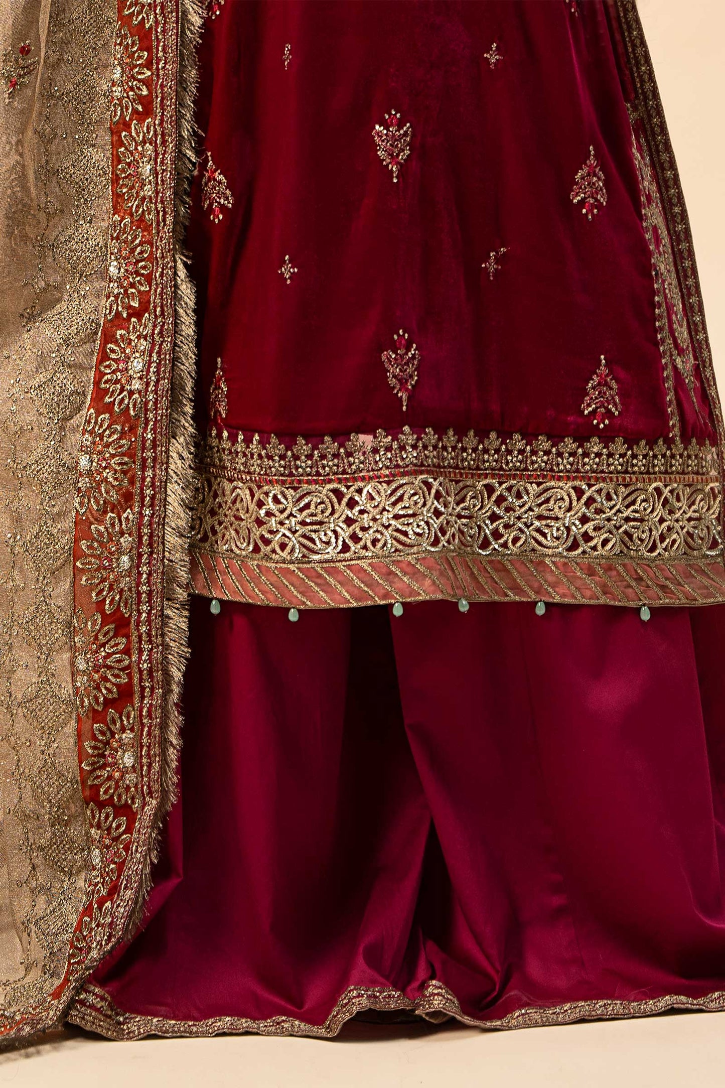 3 Piece Embroidered Velvet Suit