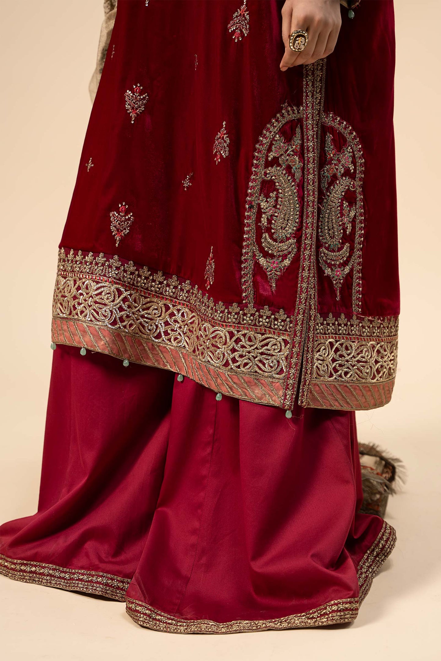 3 Piece Embroidered Velvet Suit