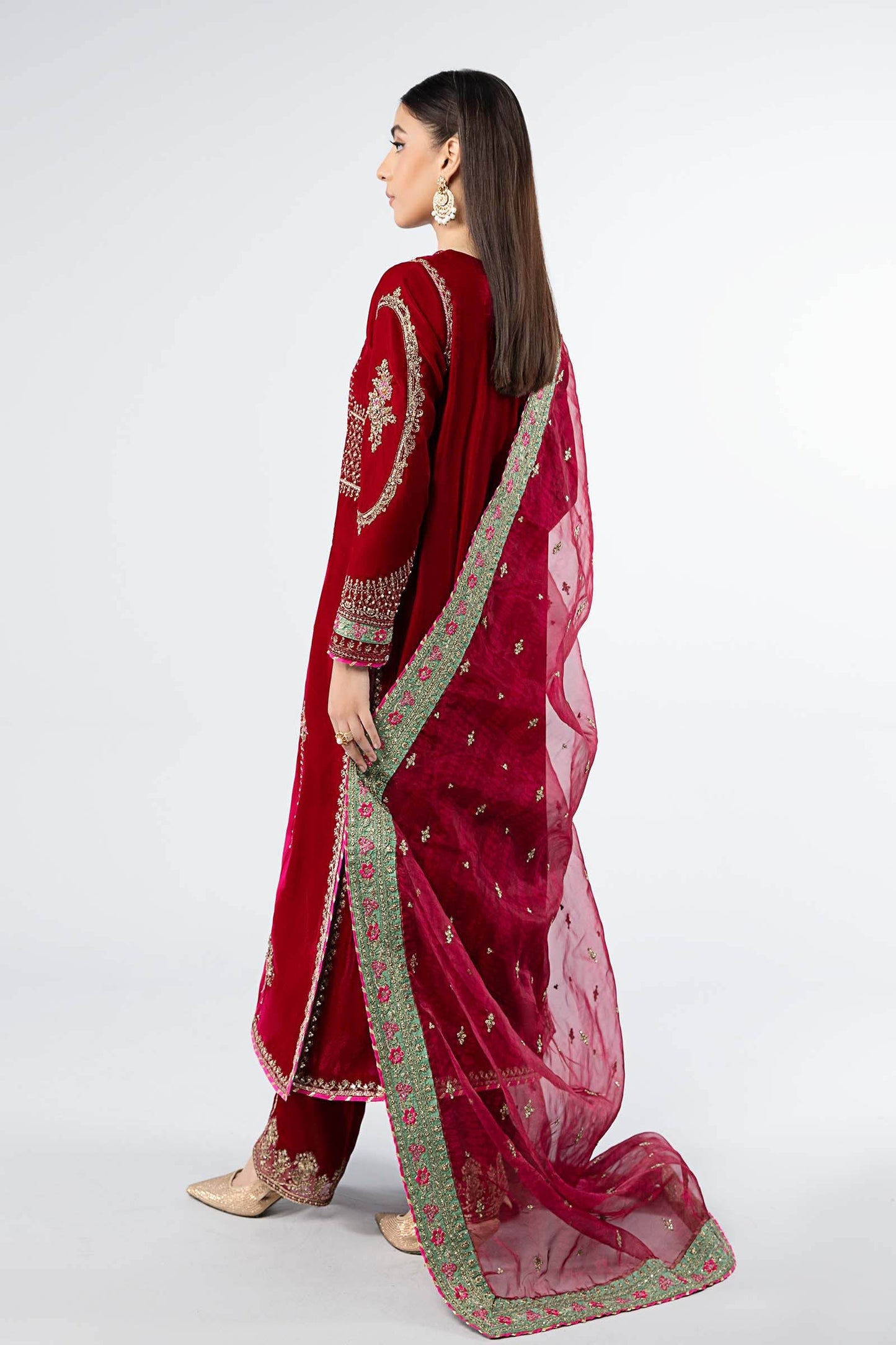 3 Piece Embroidered Velvet Suit