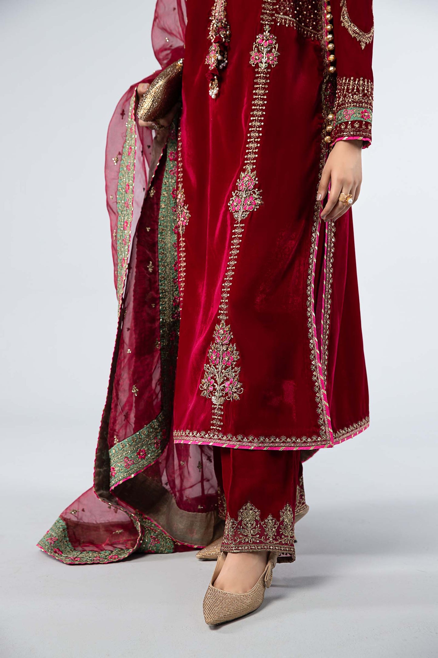 3 Piece Embroidered Velvet Suit