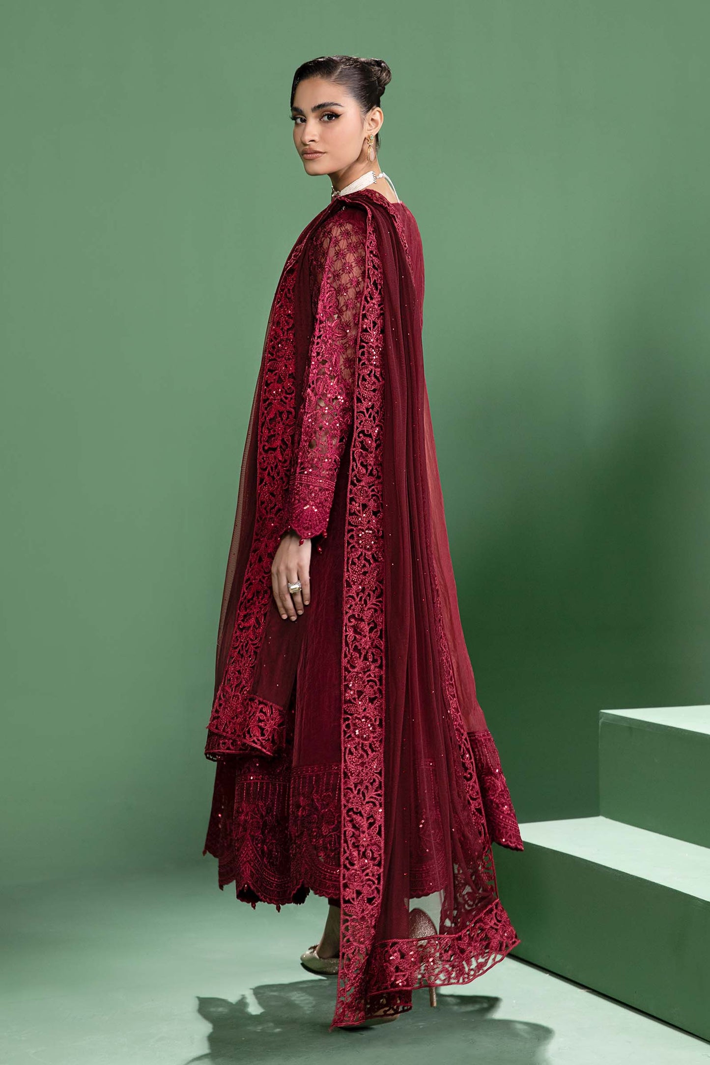 3 Piece Embroidered Organza Suit