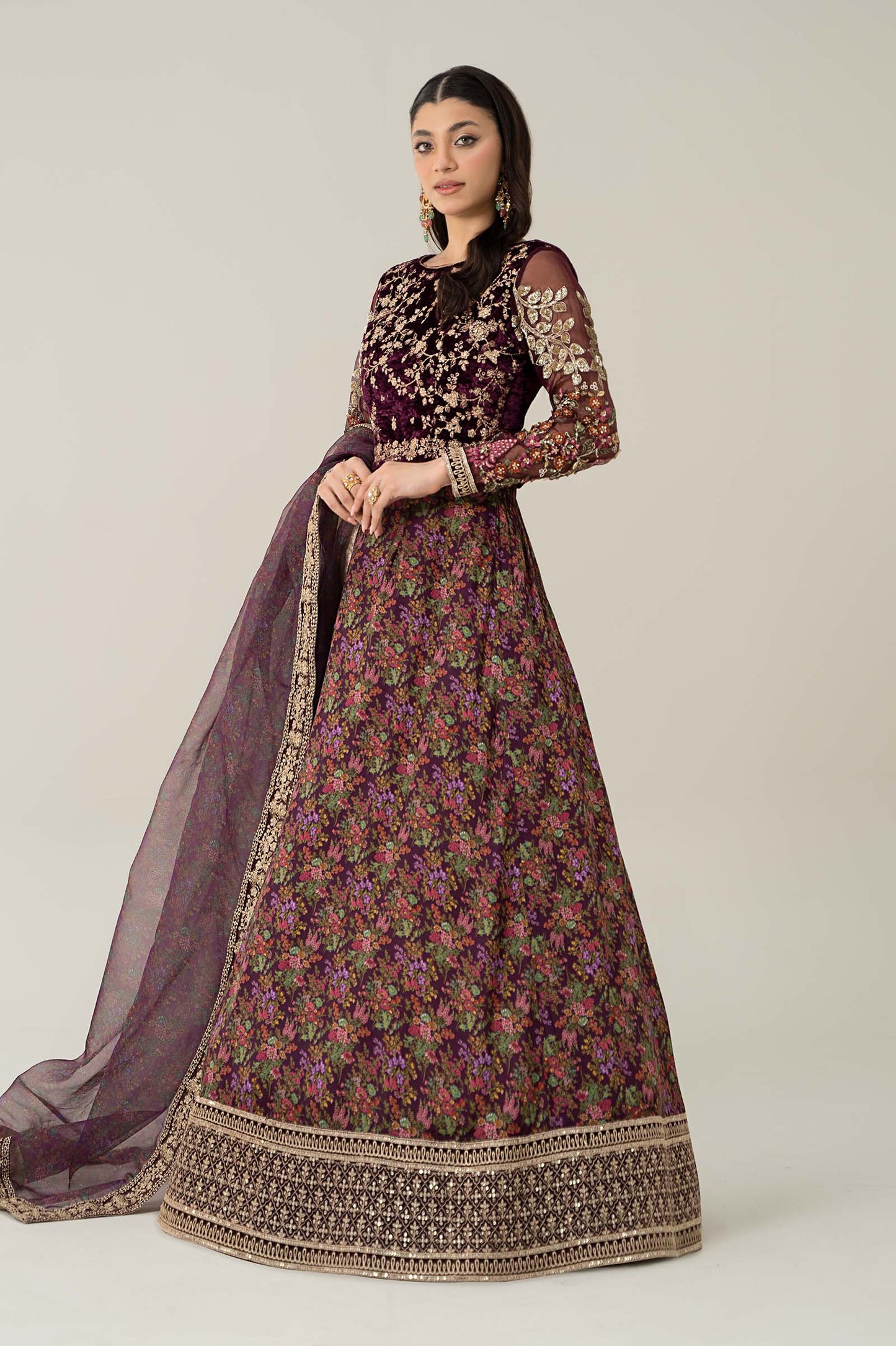 3 Piece Embroidered Velvet Suit