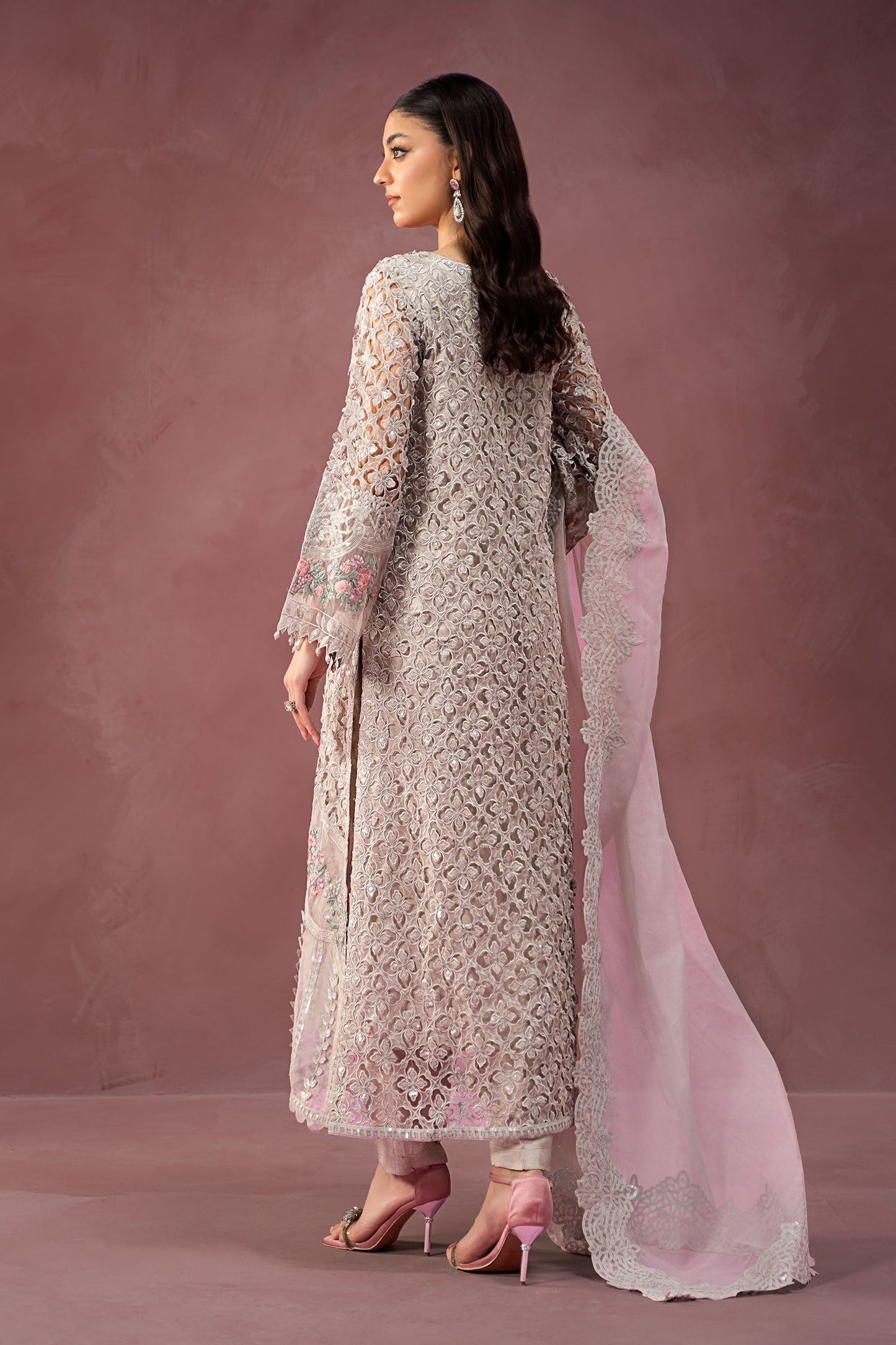 3 Piece Embroidered Organza Suit