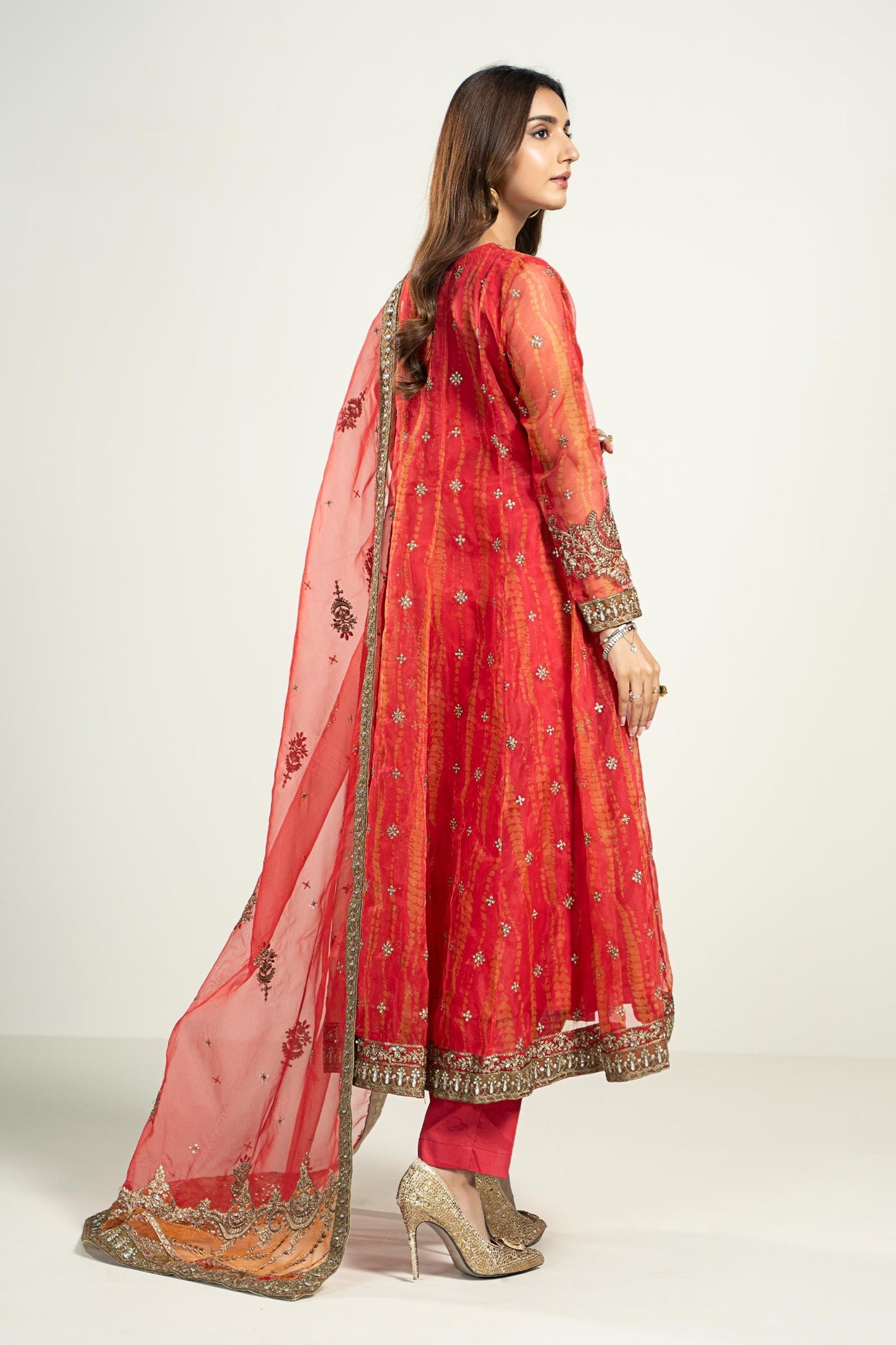 3 Piece Embroidered Frock
