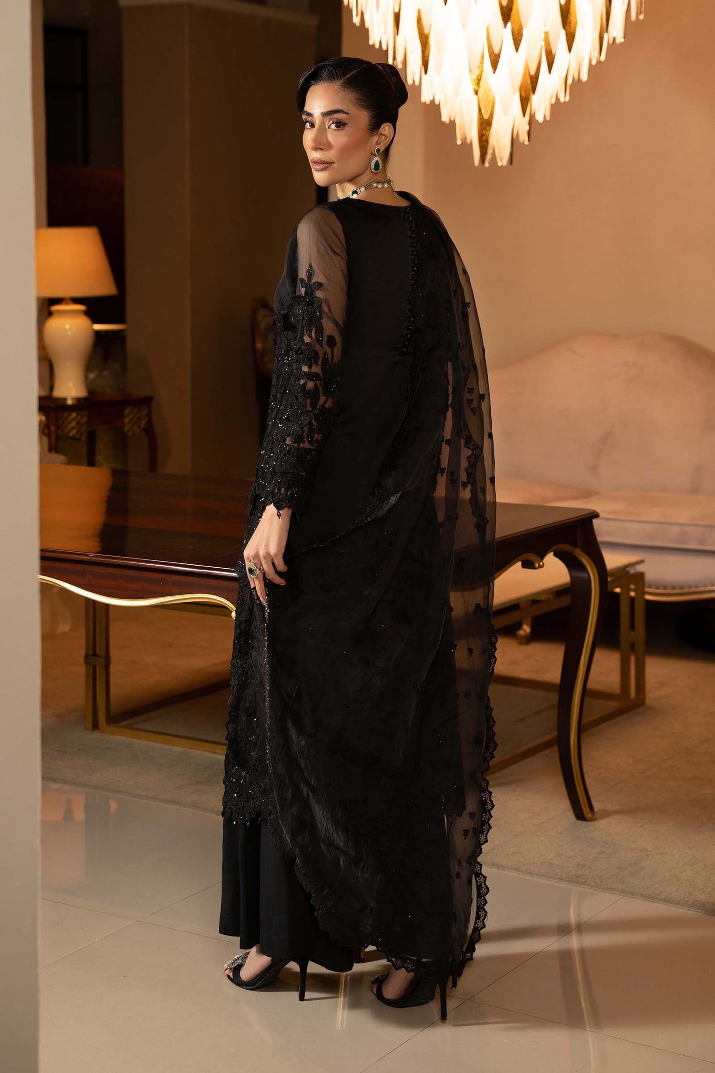 3 Piece Embroidered Organza Suit