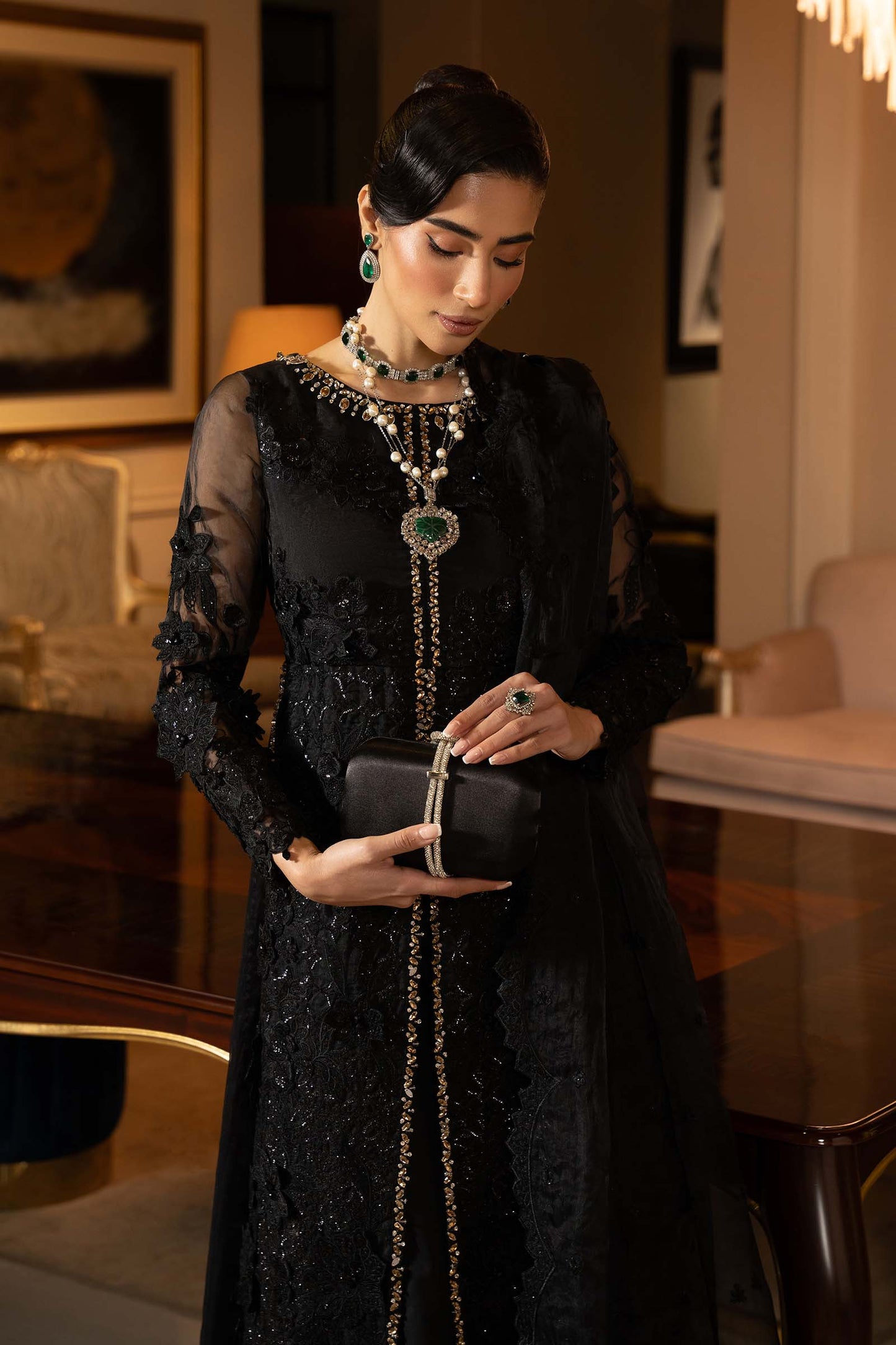 3 Piece Embroidered Organza Suit