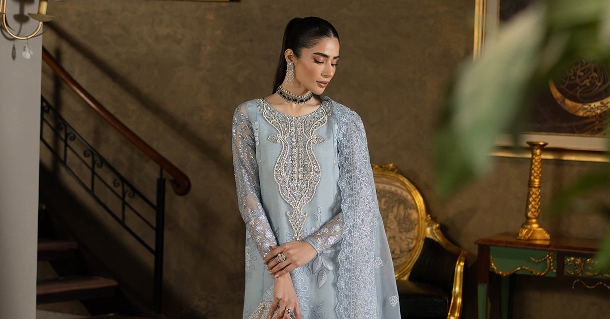 3 Piece Embroidered Organza Suit