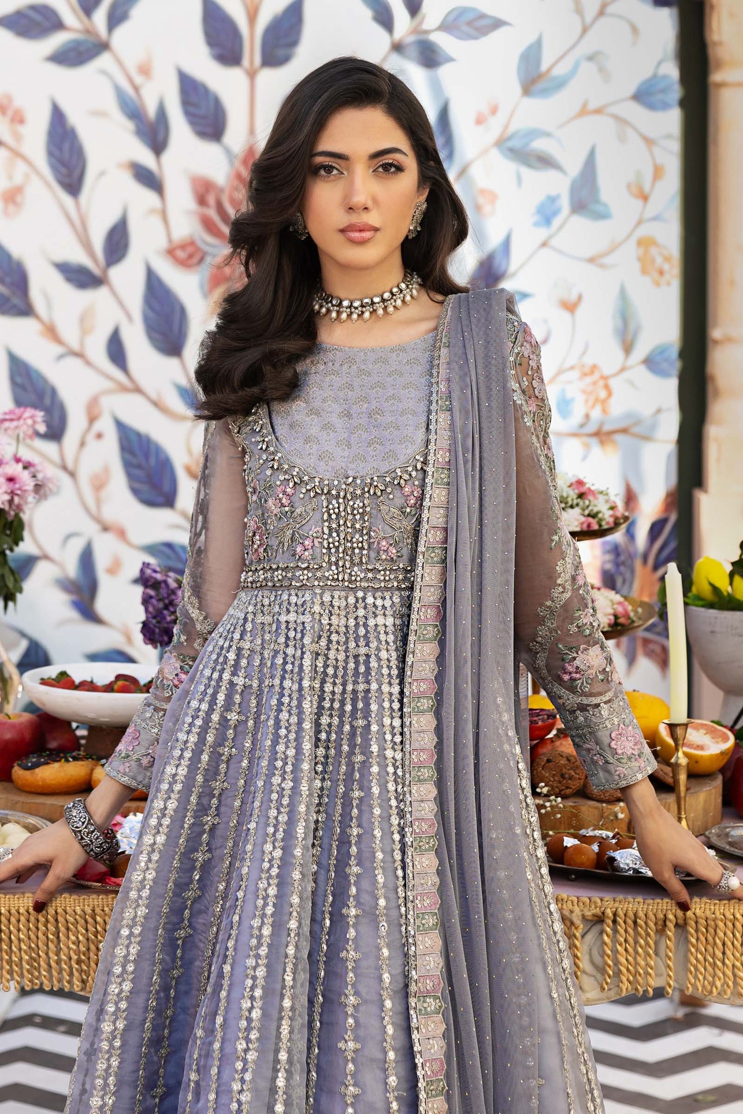 3 Piece Embroidered Organza Suit