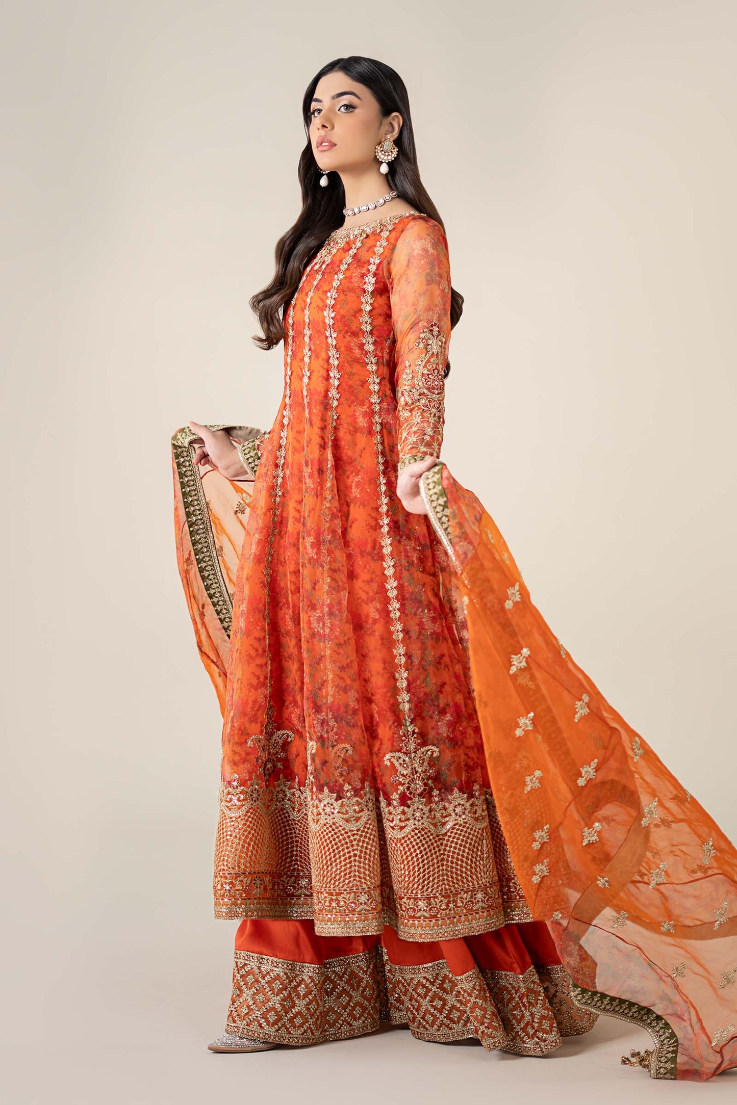 3 Piece Embroidered Organza Suit