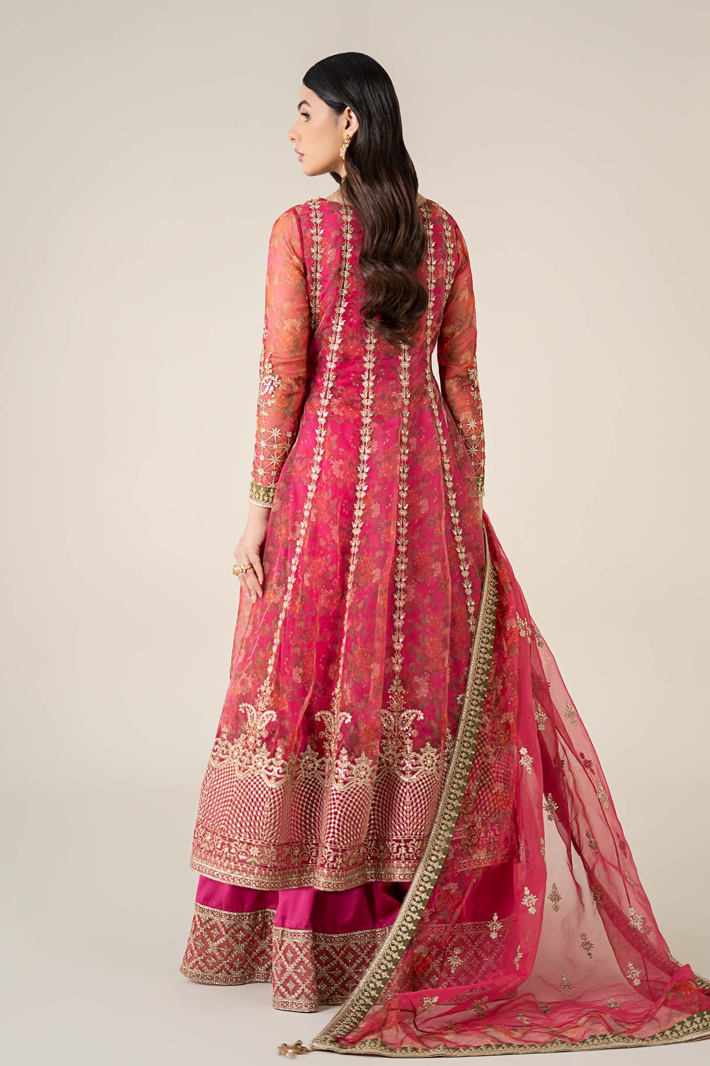 3 Piece Embroidered Organza Suit