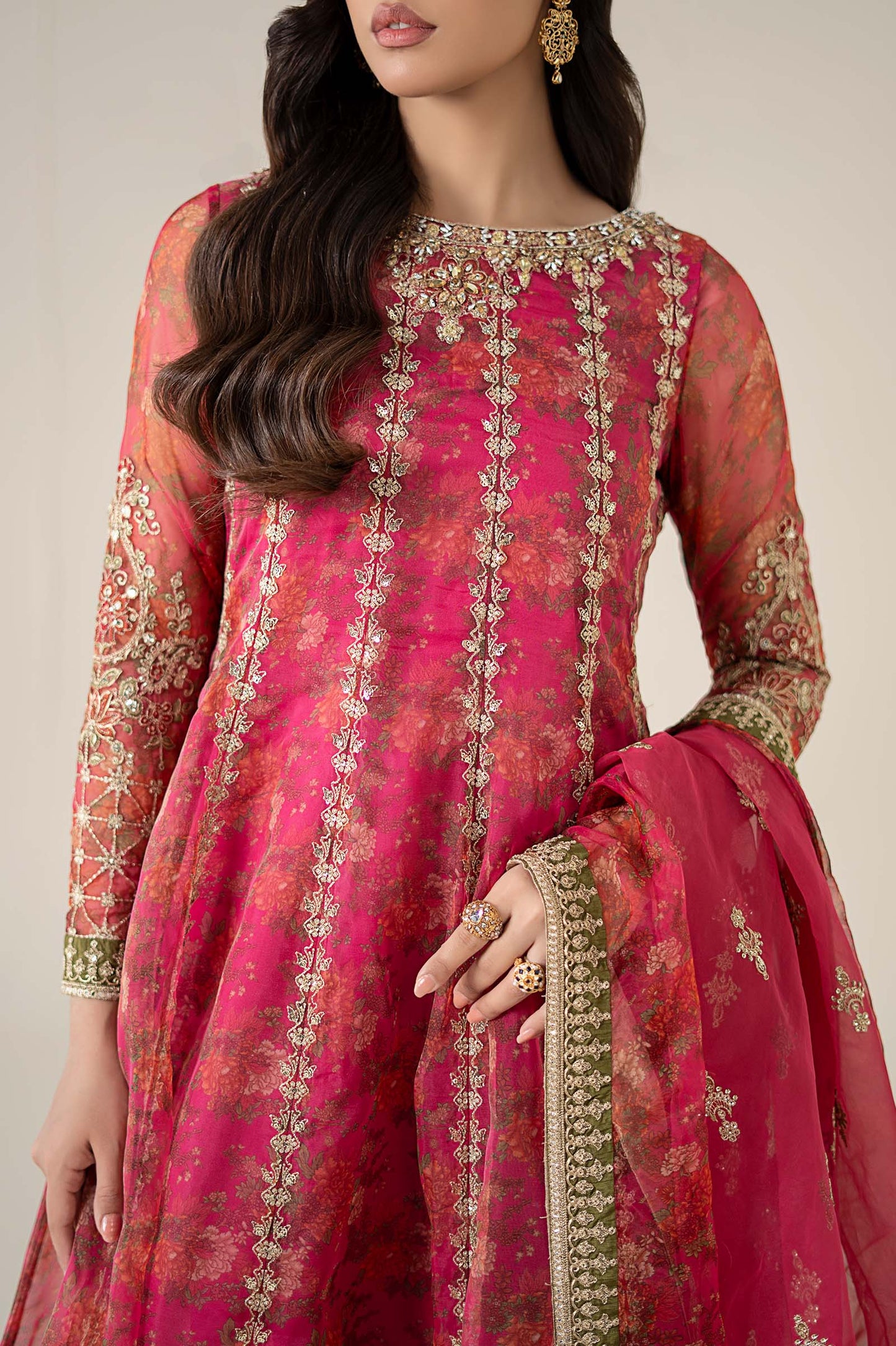 3 Piece Embroidered Organza Suit