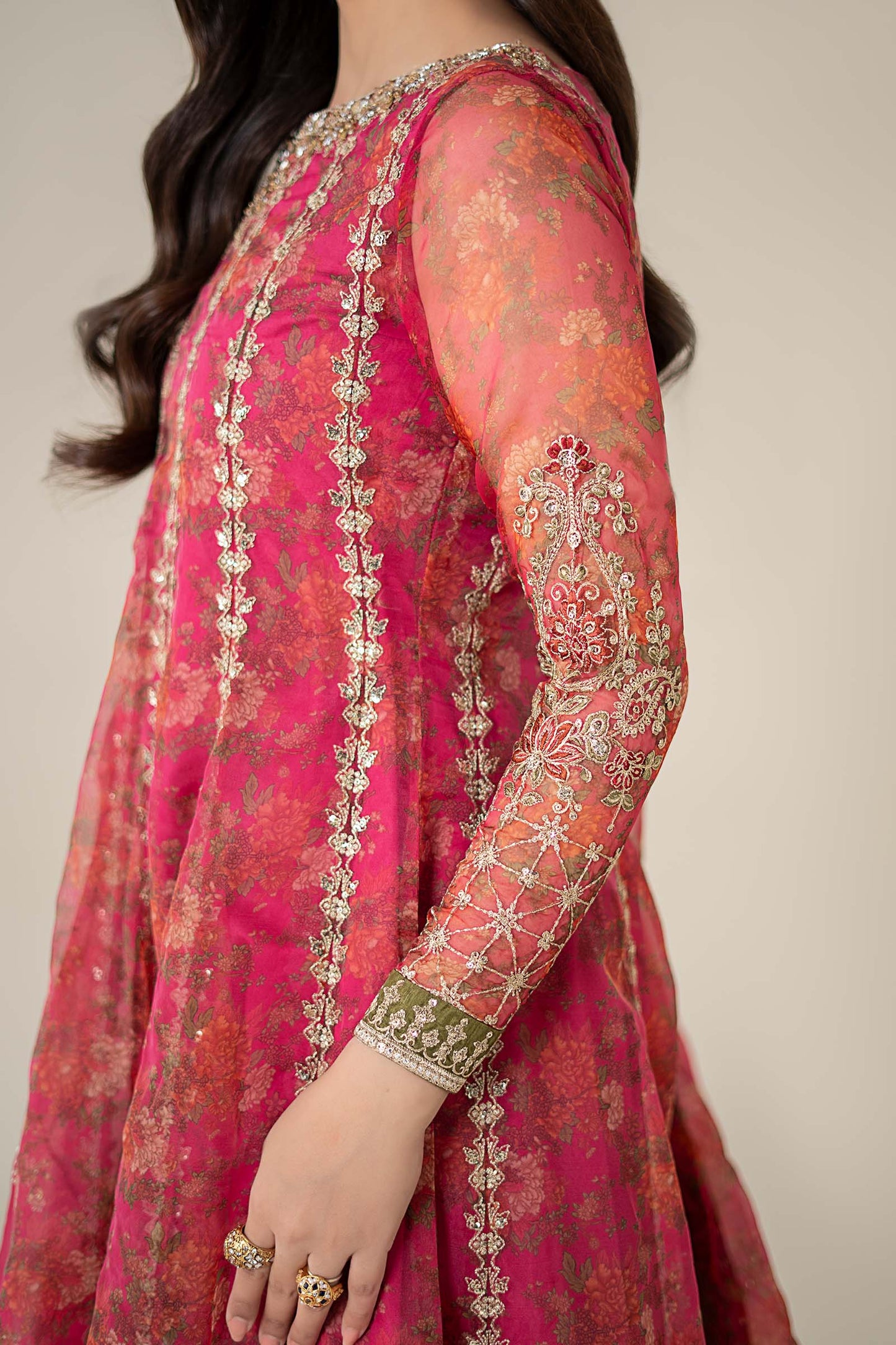3 Piece Embroidered Organza Suit