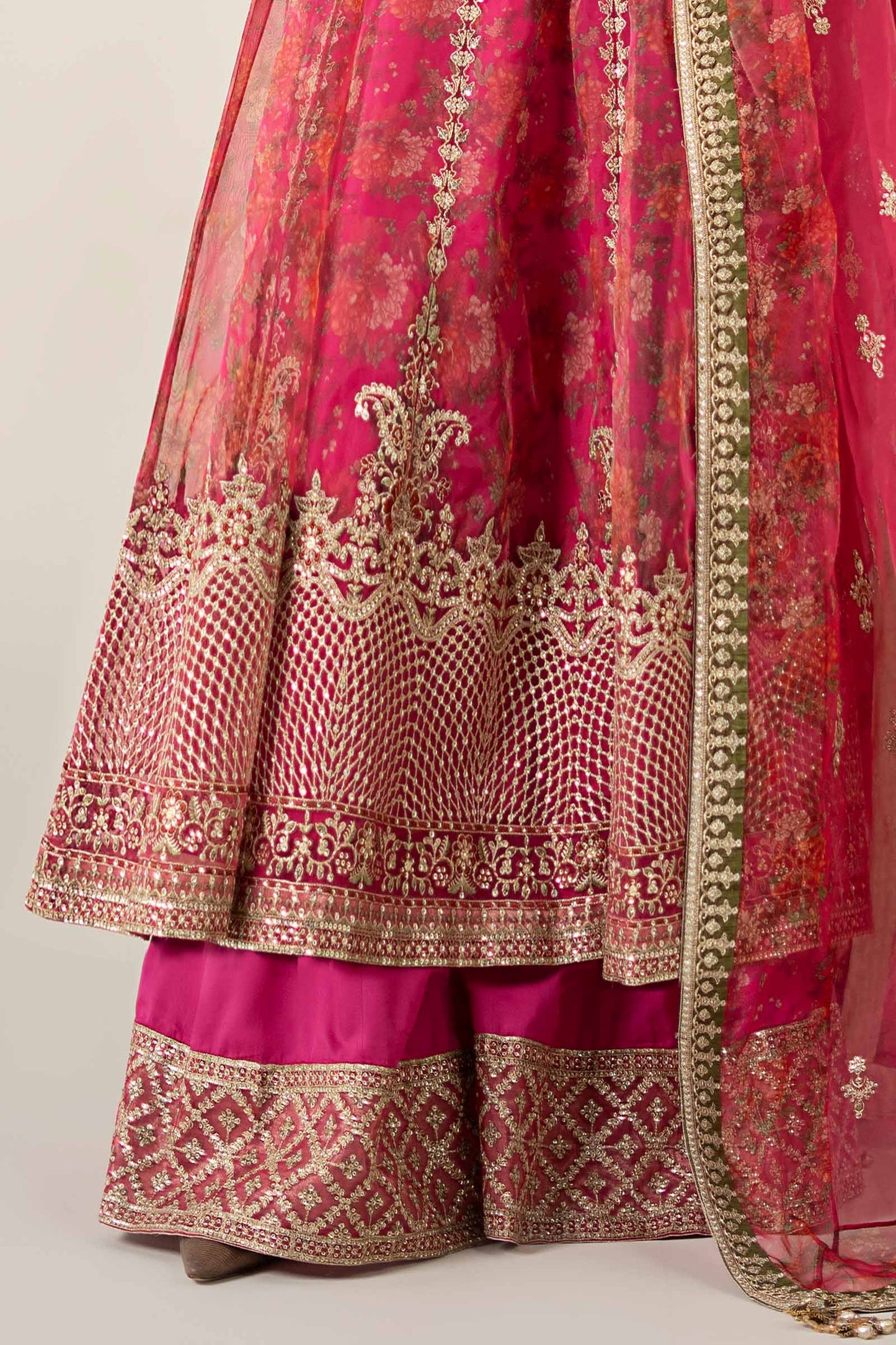 3 Piece Embroidered Organza Suit