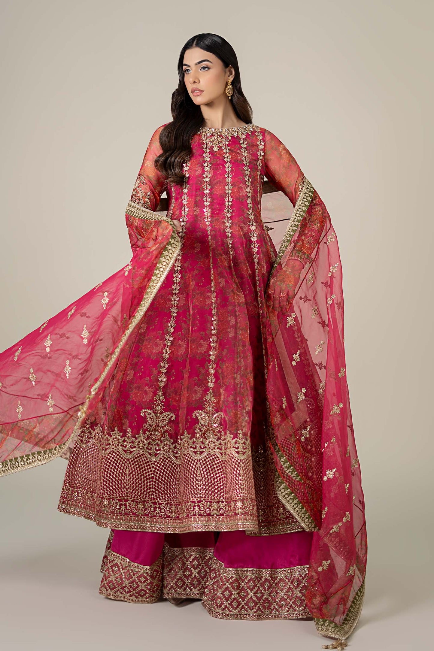 3 Piece Embroidered Organza Suit