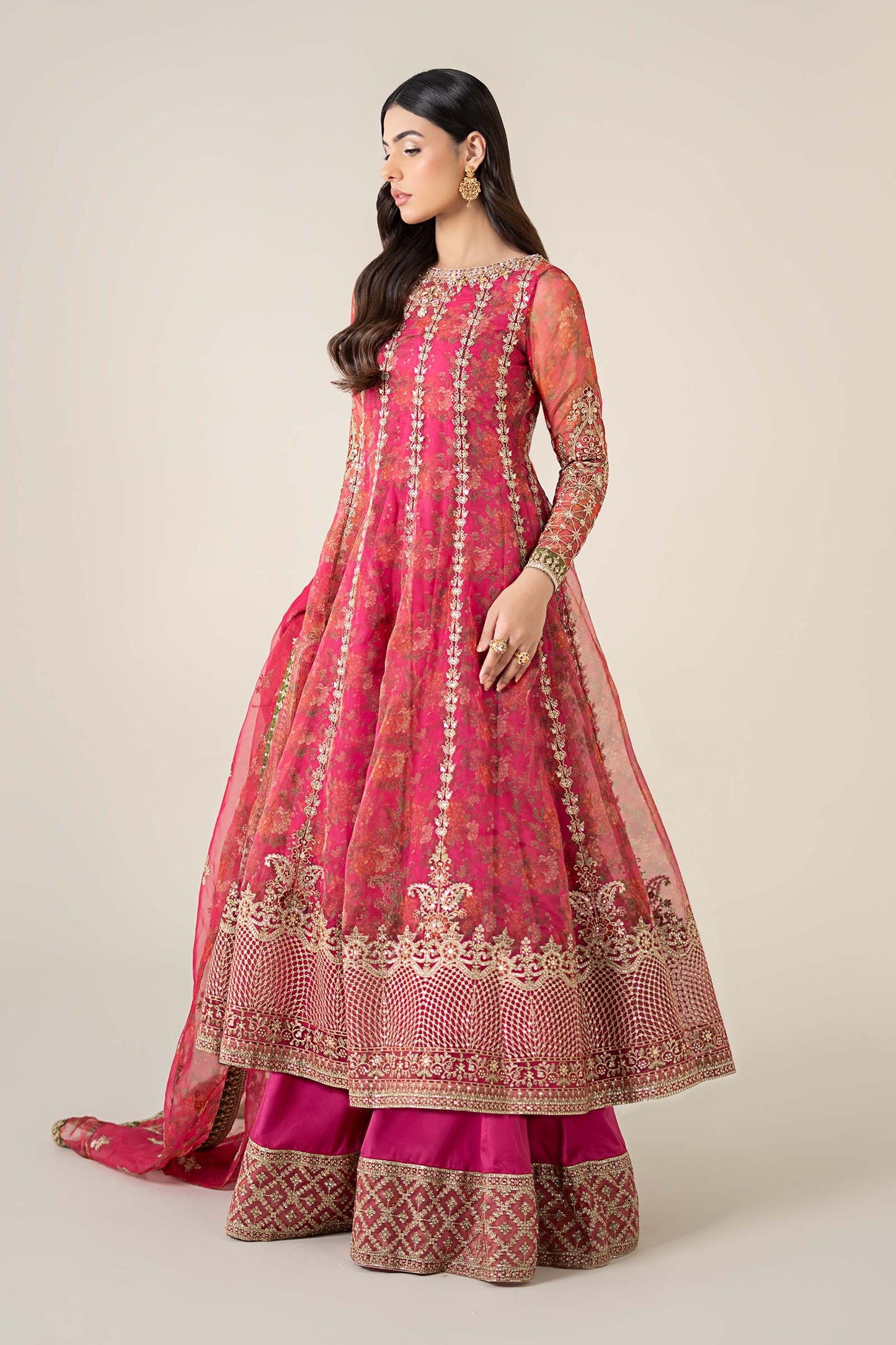3 Piece Embroidered Organza Suit