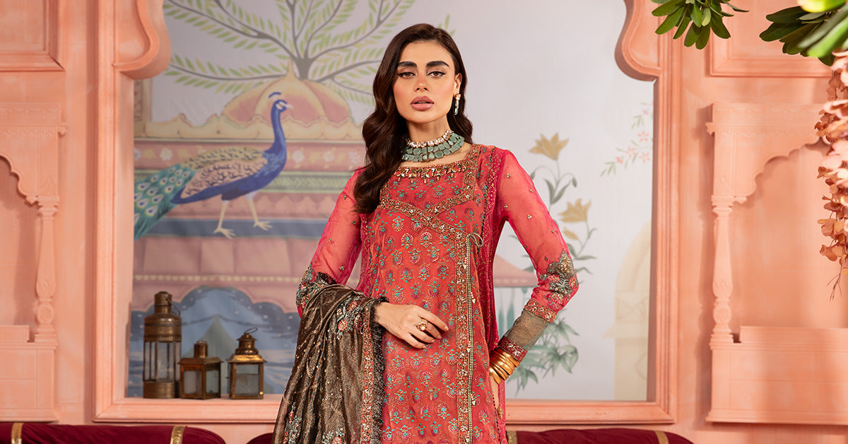 3 Piece Printed Organza Suit
