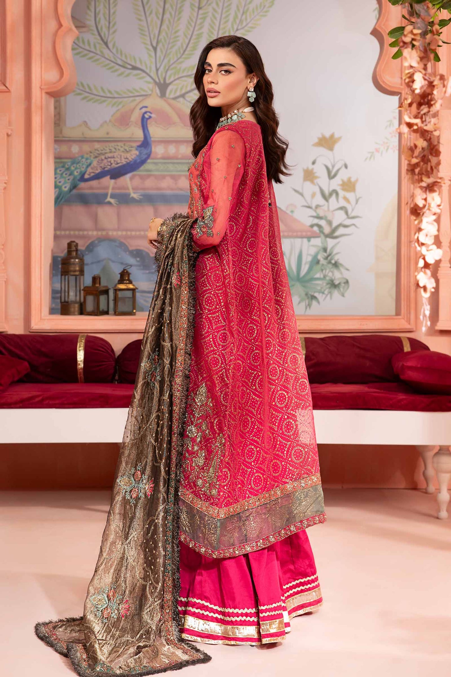 3 Piece Printed Organza Suit