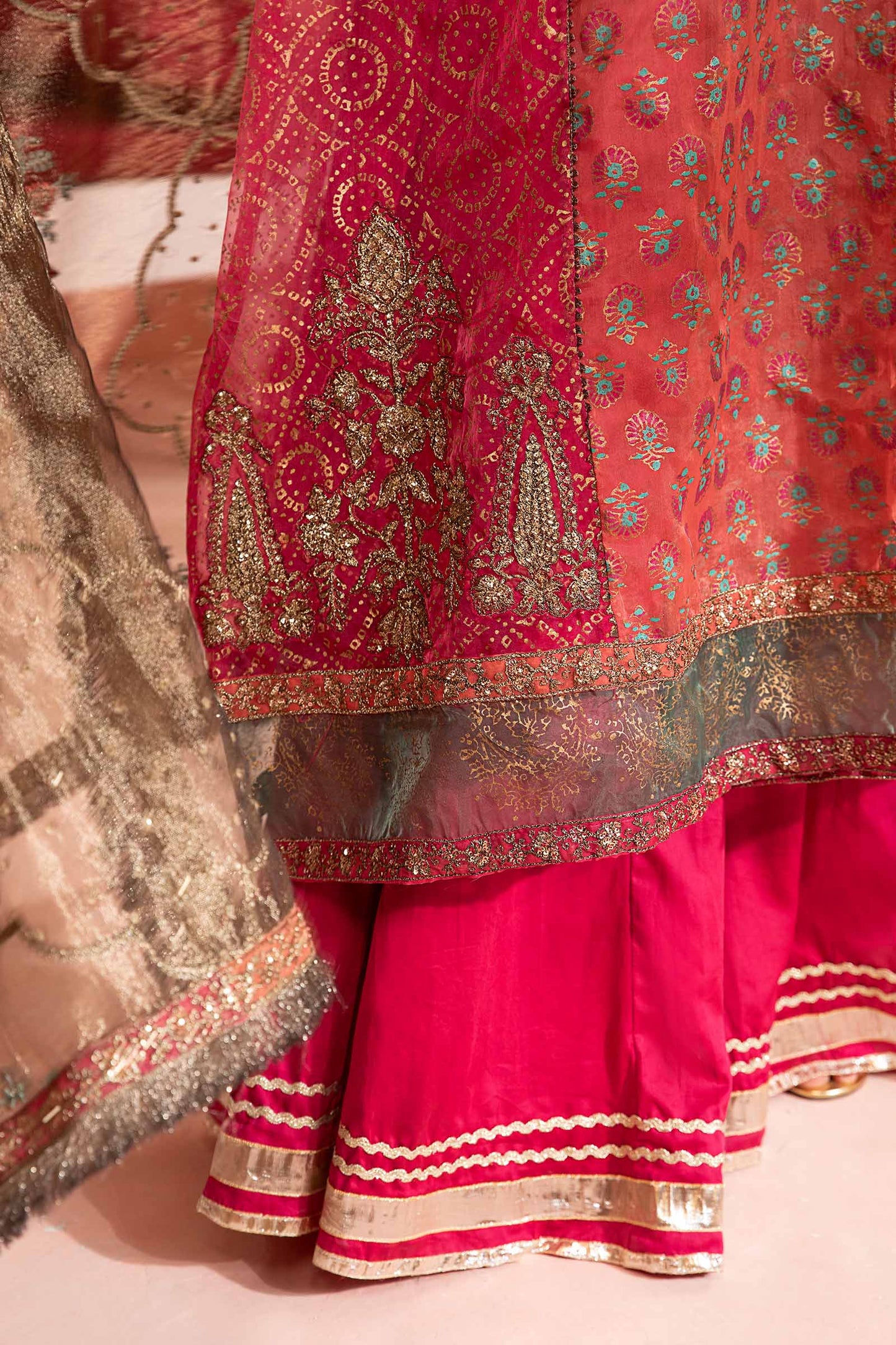 3 Piece Printed Organza Suit